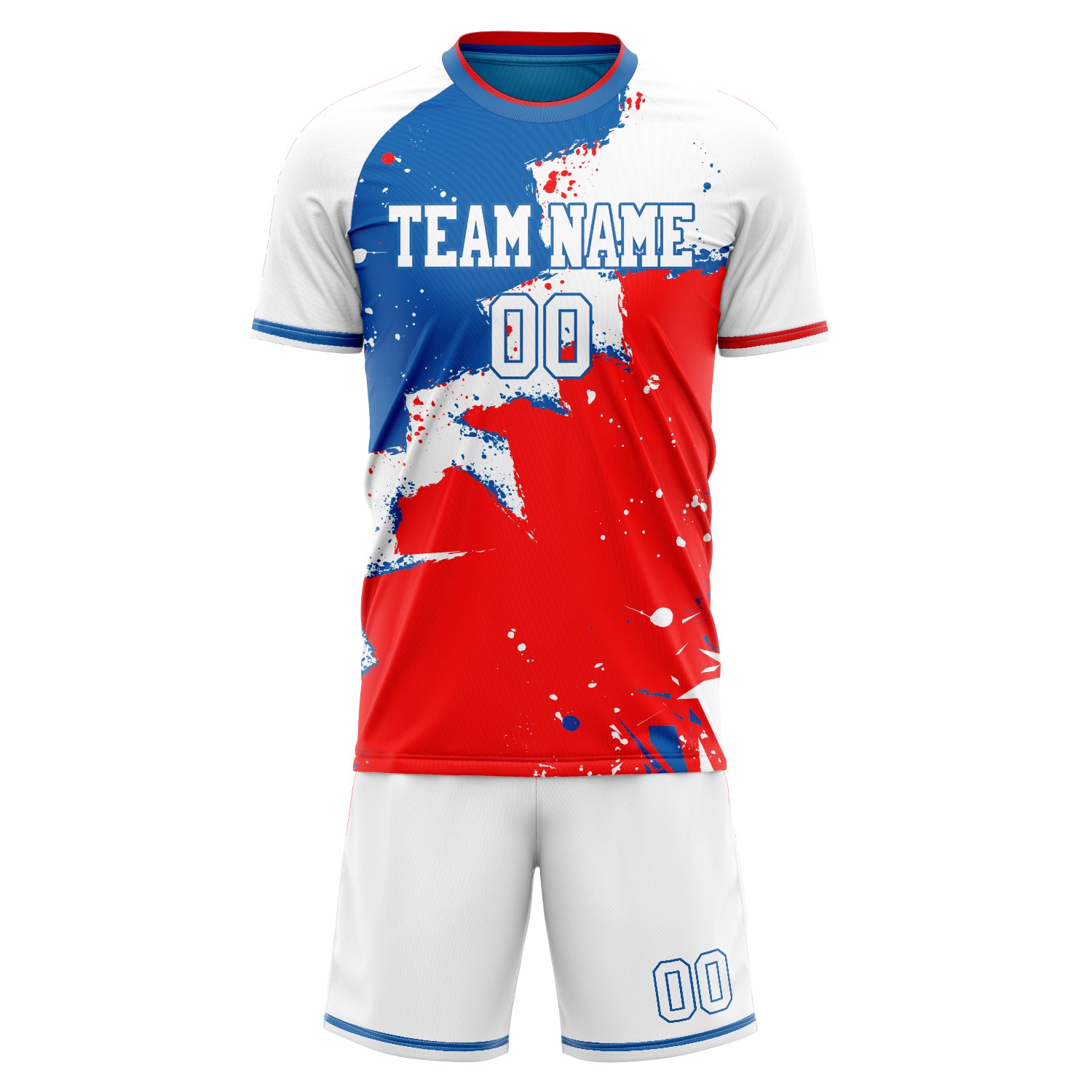 Custom Red White Pattern Soccer Jersey