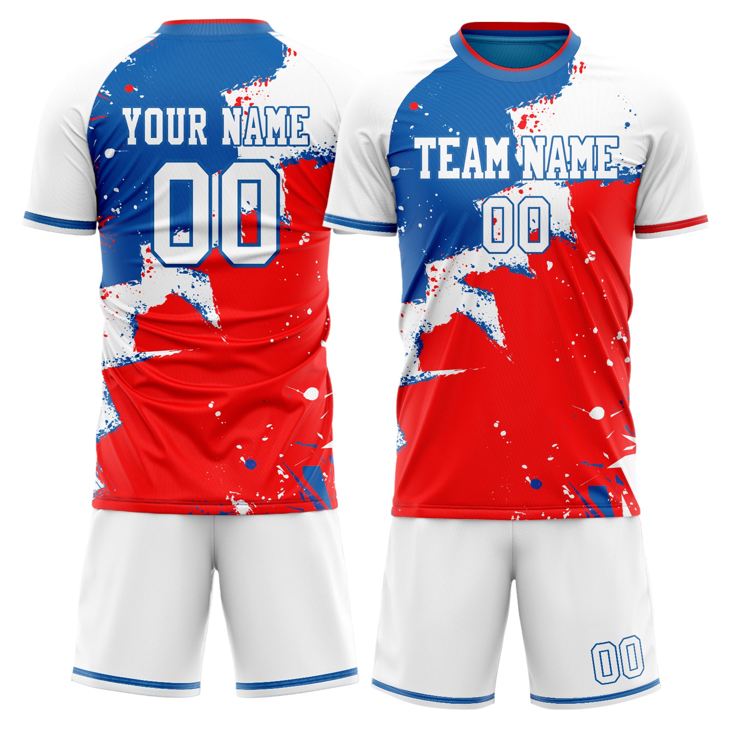 Custom Red White Pattern Soccer Jersey