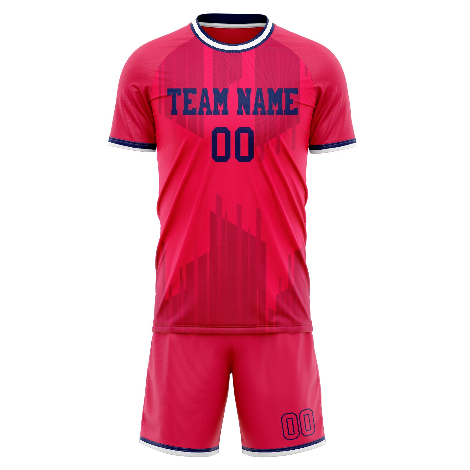 Custom Red Navy Pattern Soccer Jersey