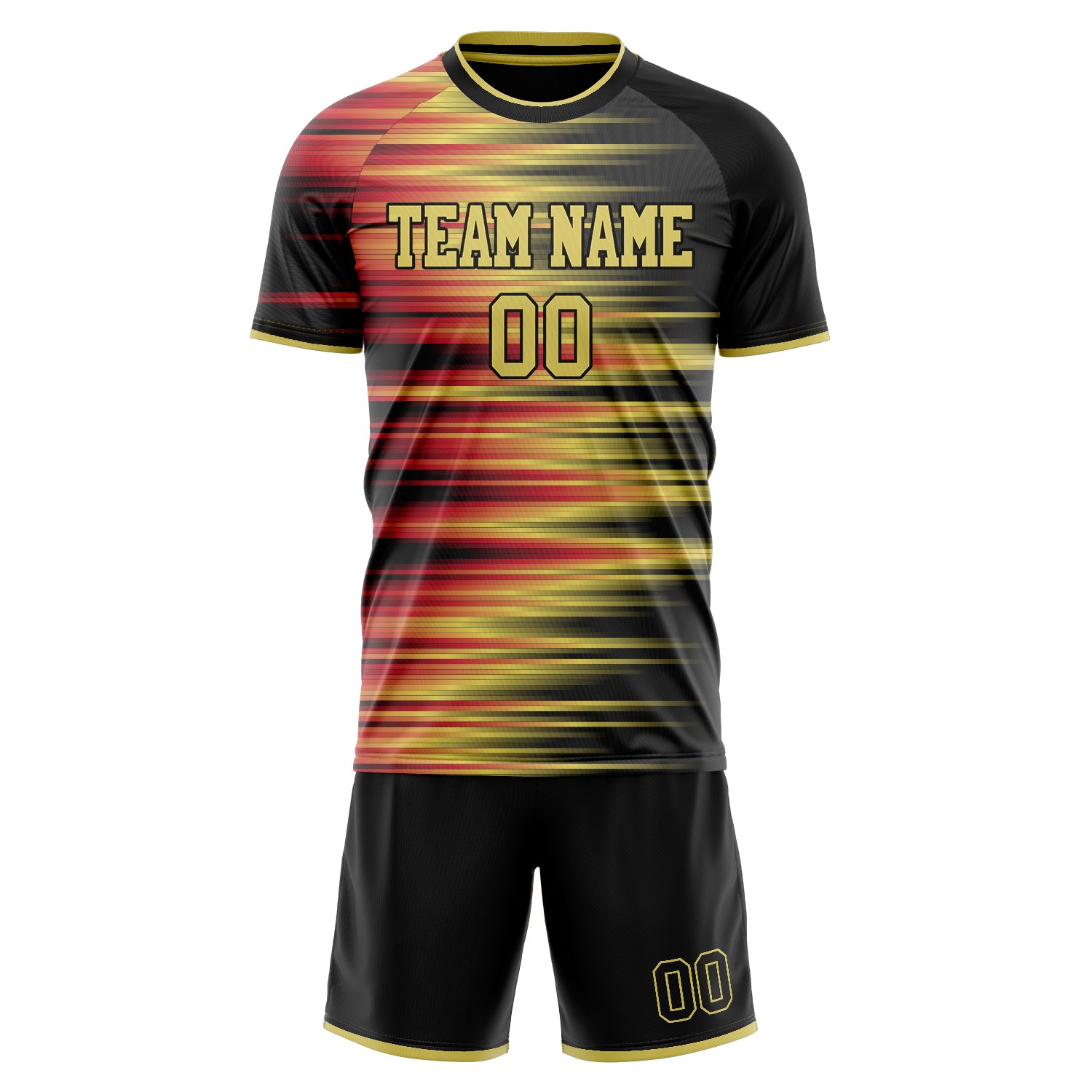 Custom Black Gold Pattern Soccer Jersey