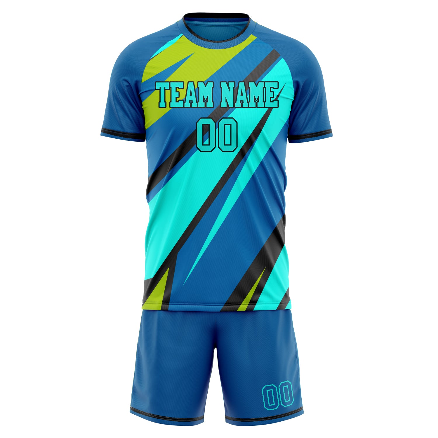 Custom Royal Teal Pattern Soccer Jersey