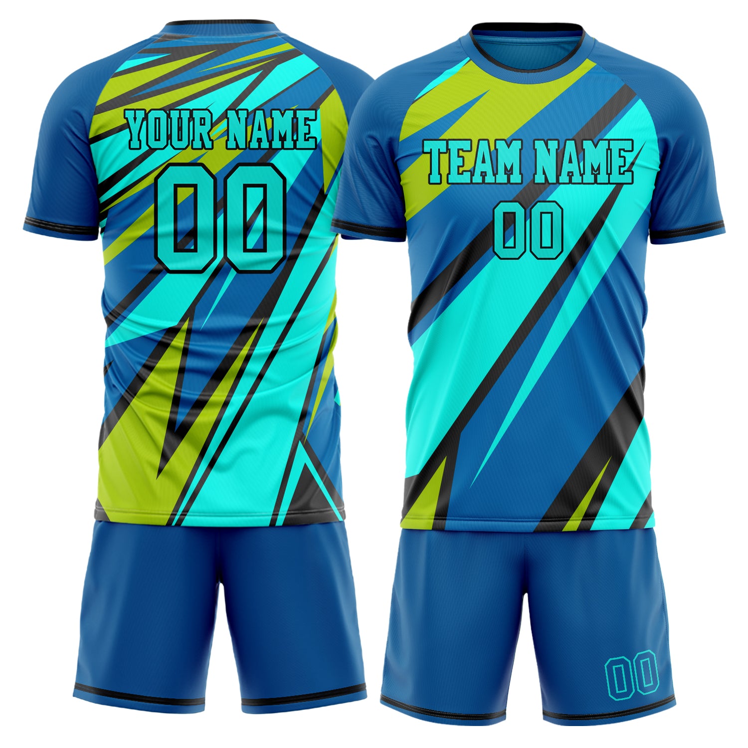 Custom Royal Teal Pattern Soccer Jersey