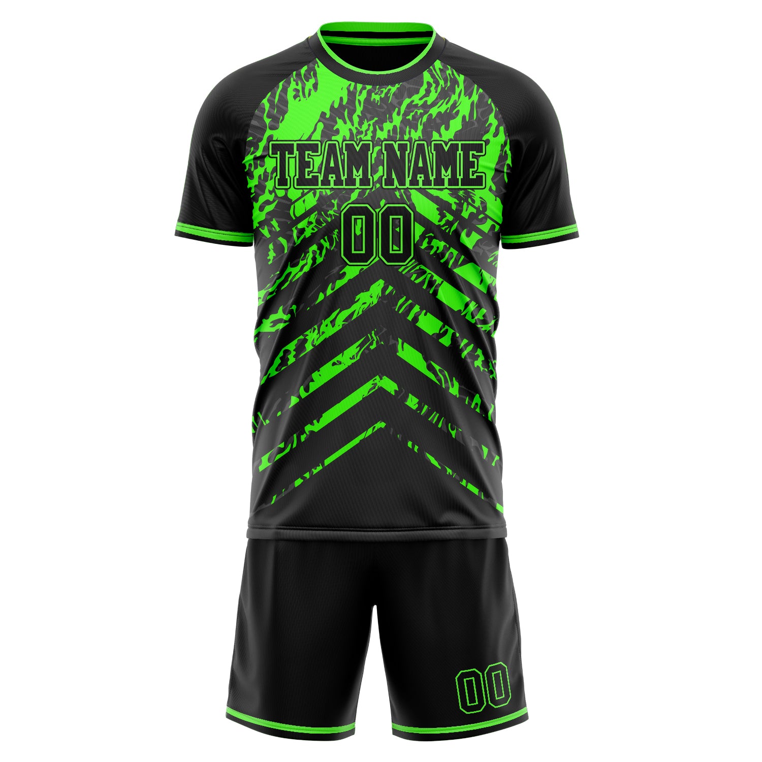 Custom Black Neon Green Pattern Soccer Jersey