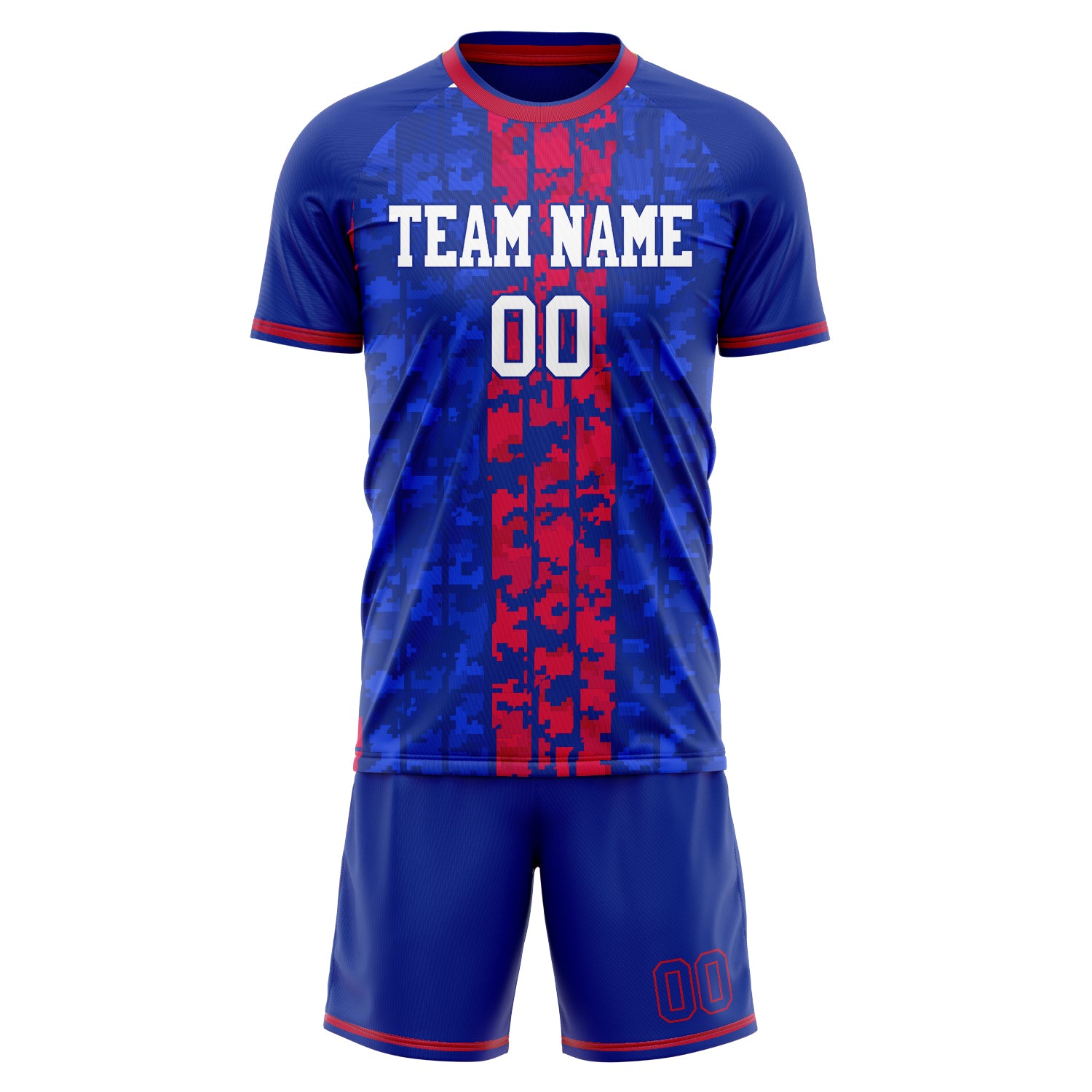 Custom Royal Red Pattern Soccer Jersey