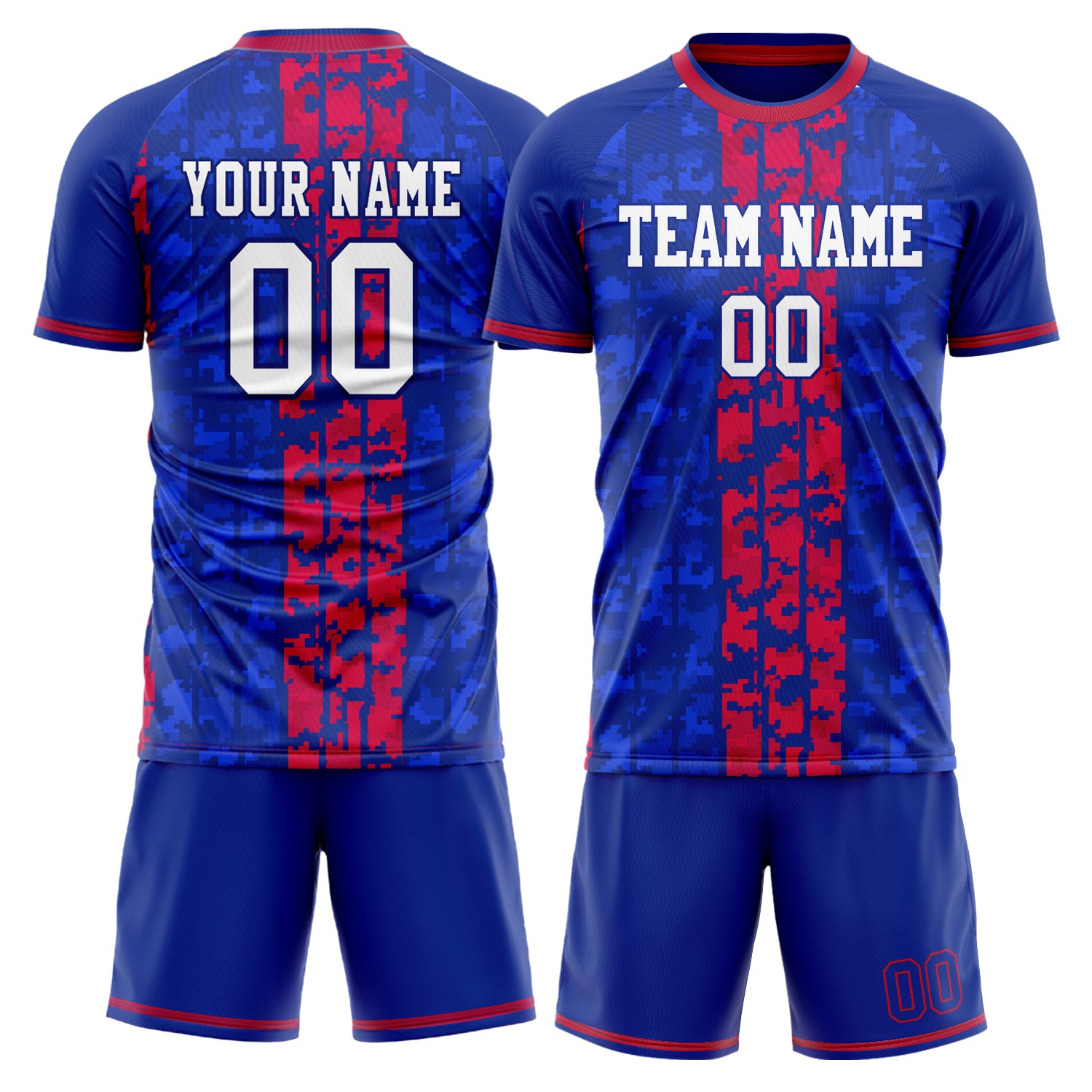 Custom Royal Red Pattern Soccer Jersey