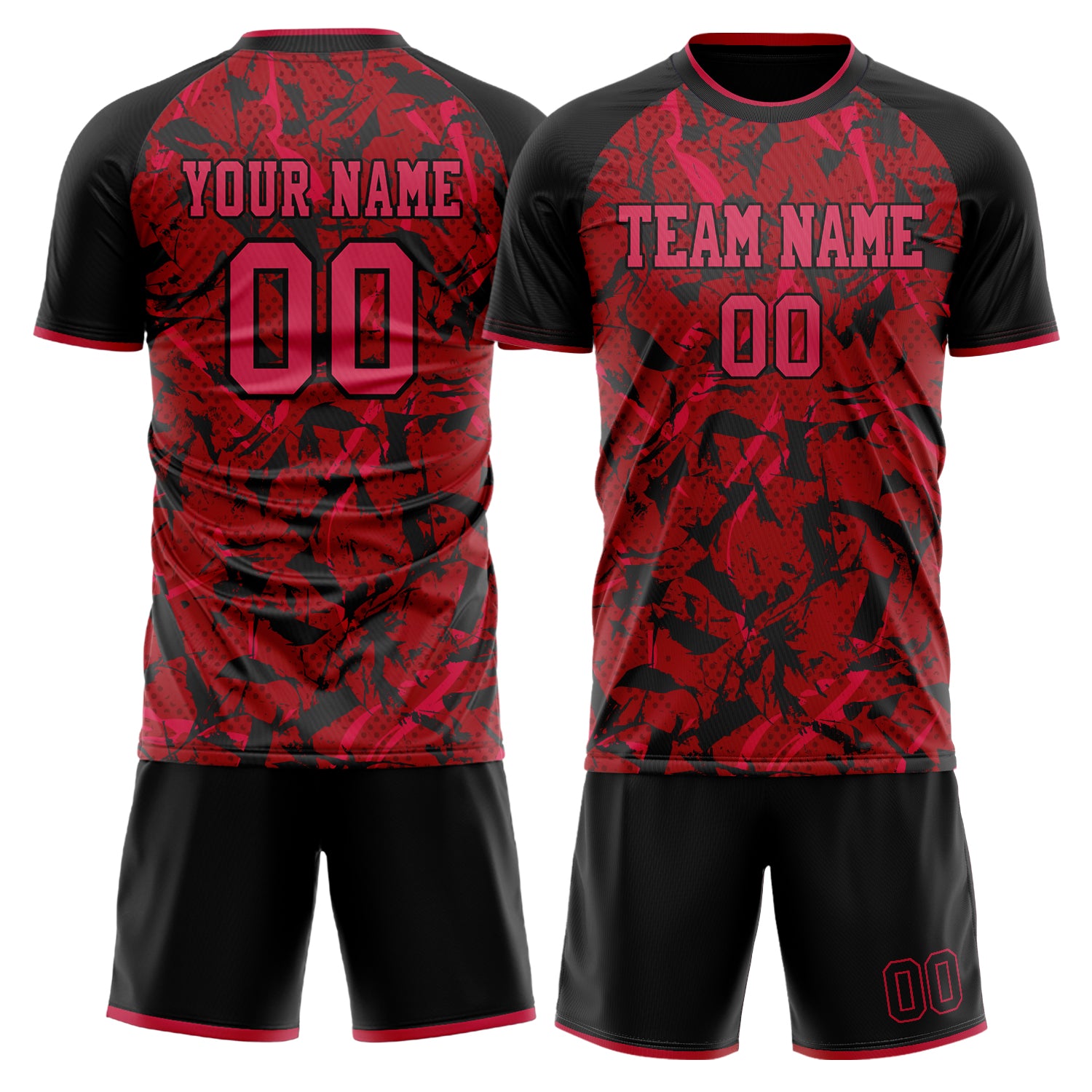 Custom Red Black Pattern Soccer Jersey