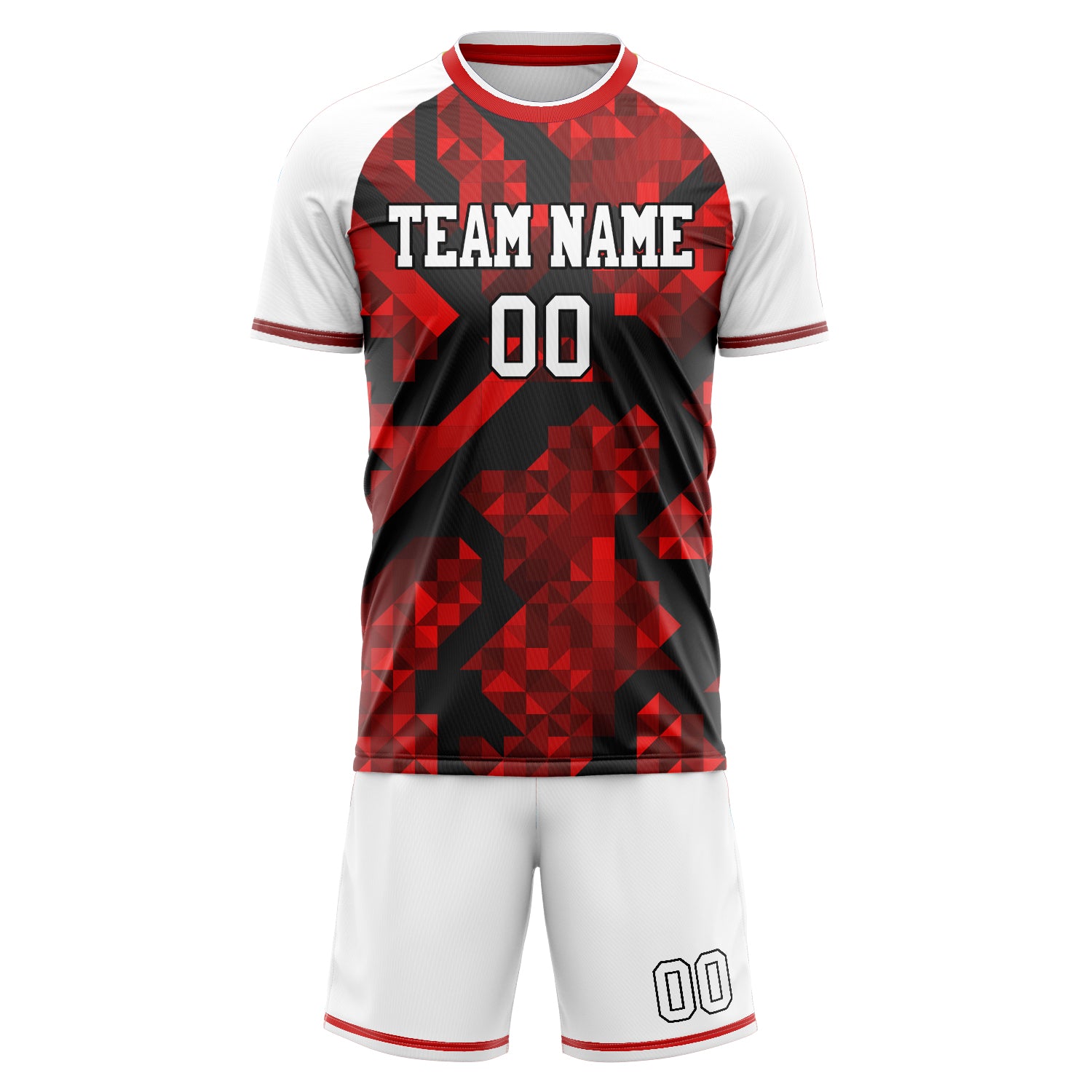 Custom Red White Pattern Soccer Jersey