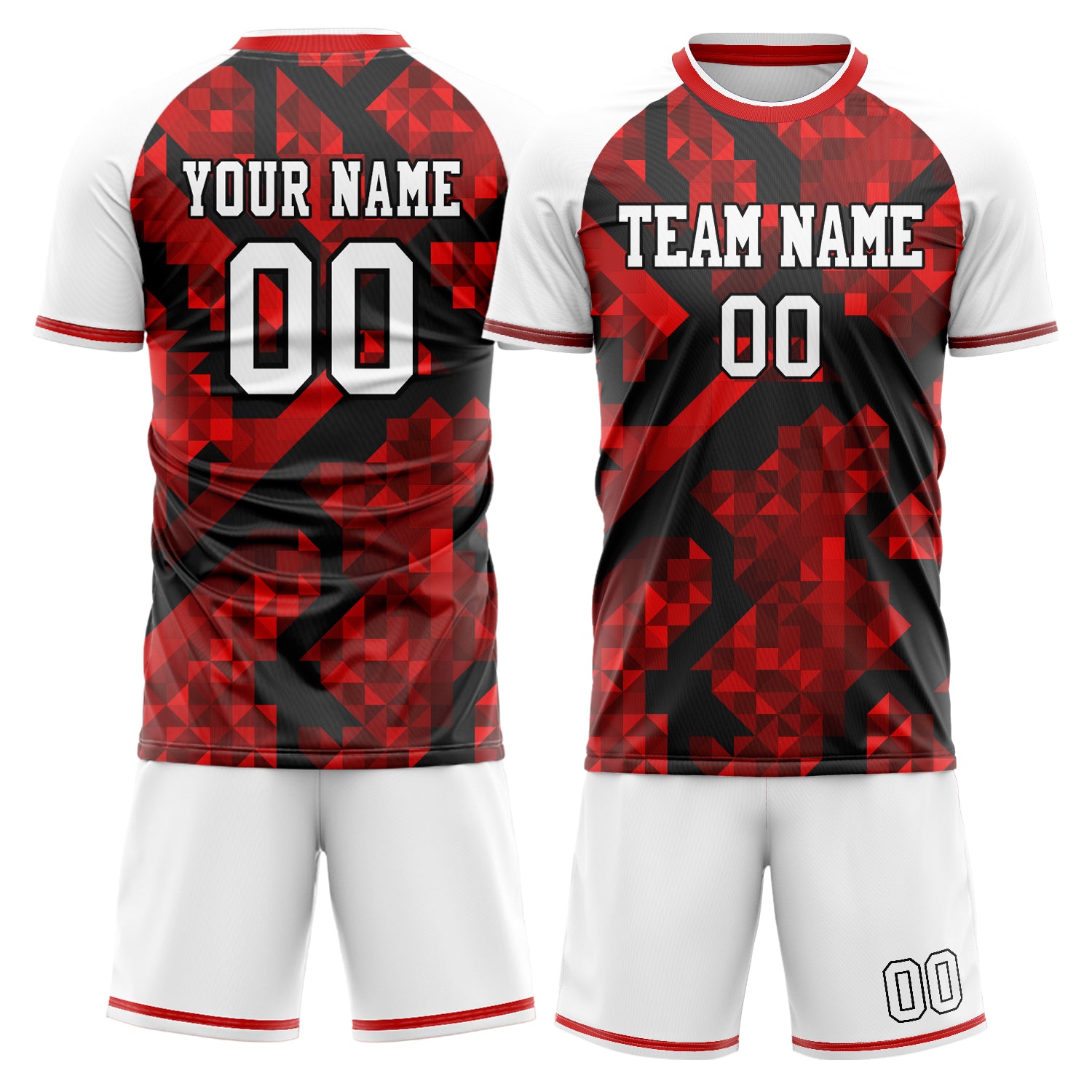 Custom Red White Pattern Soccer Jersey