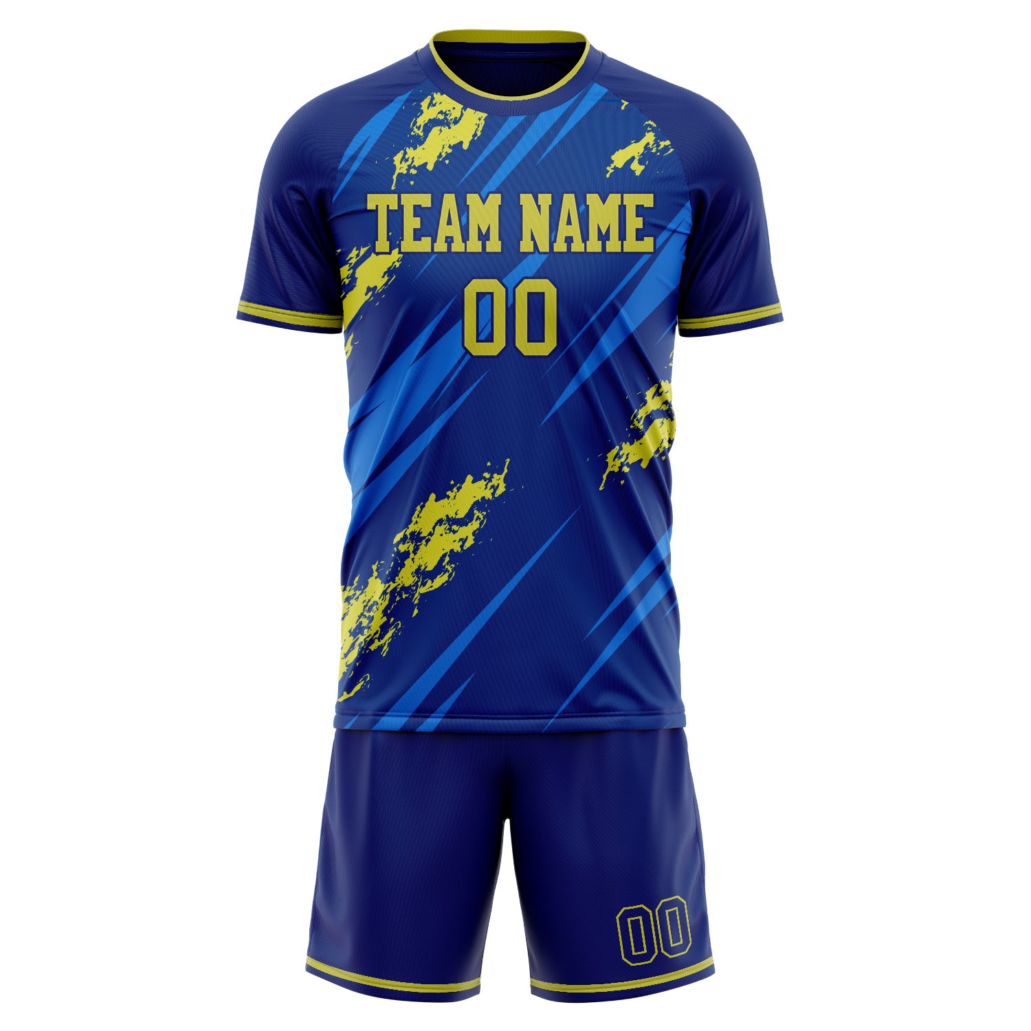 Custom Royal Yellow Pattern Soccer Jersey