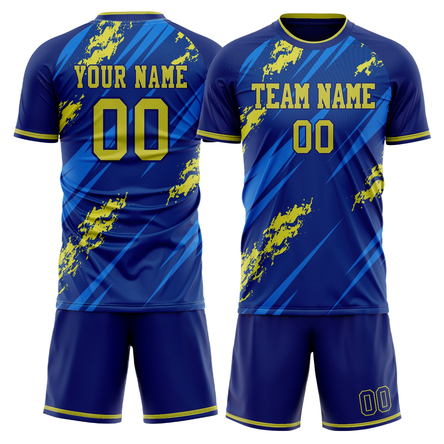 Custom Royal Yellow Pattern Soccer Jersey
