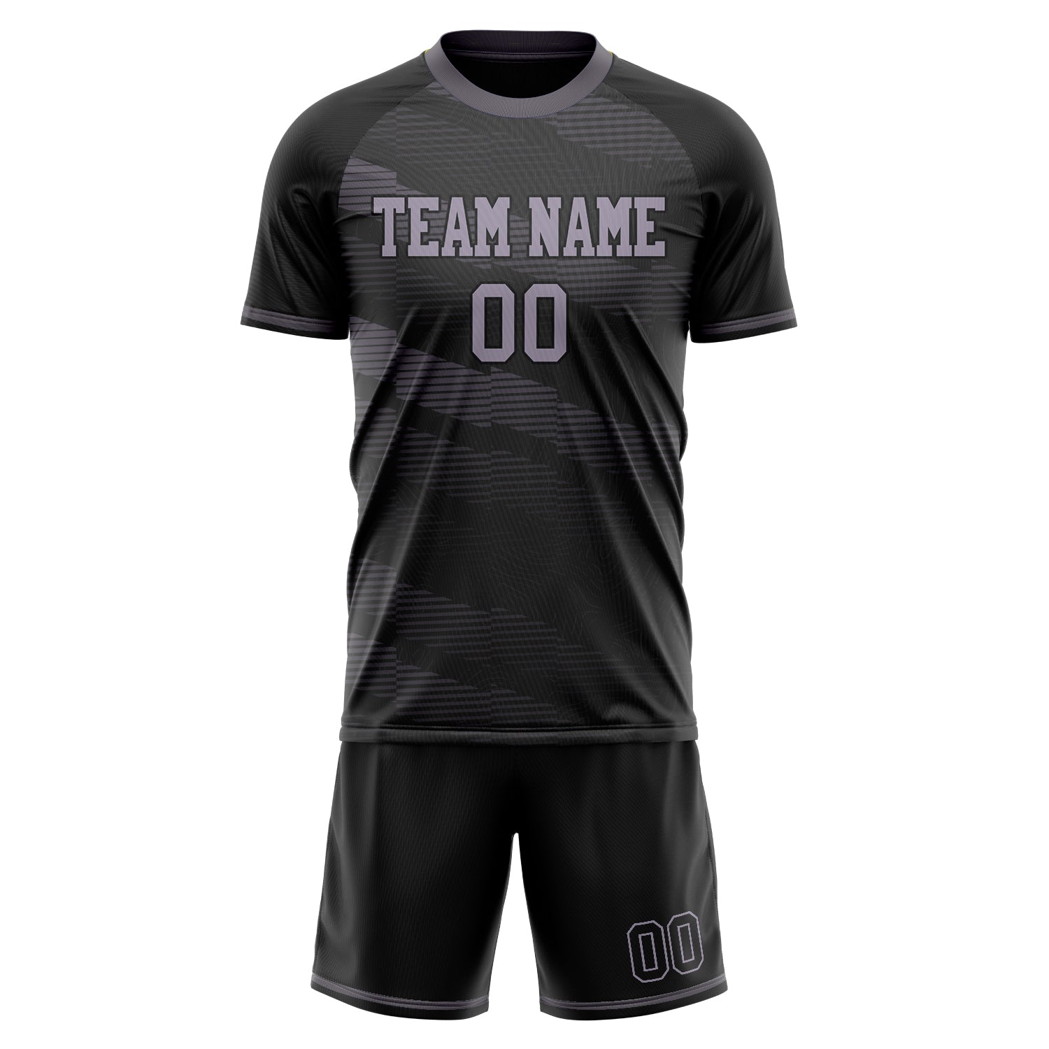 Custom Black Purple Pattern Soccer Jersey