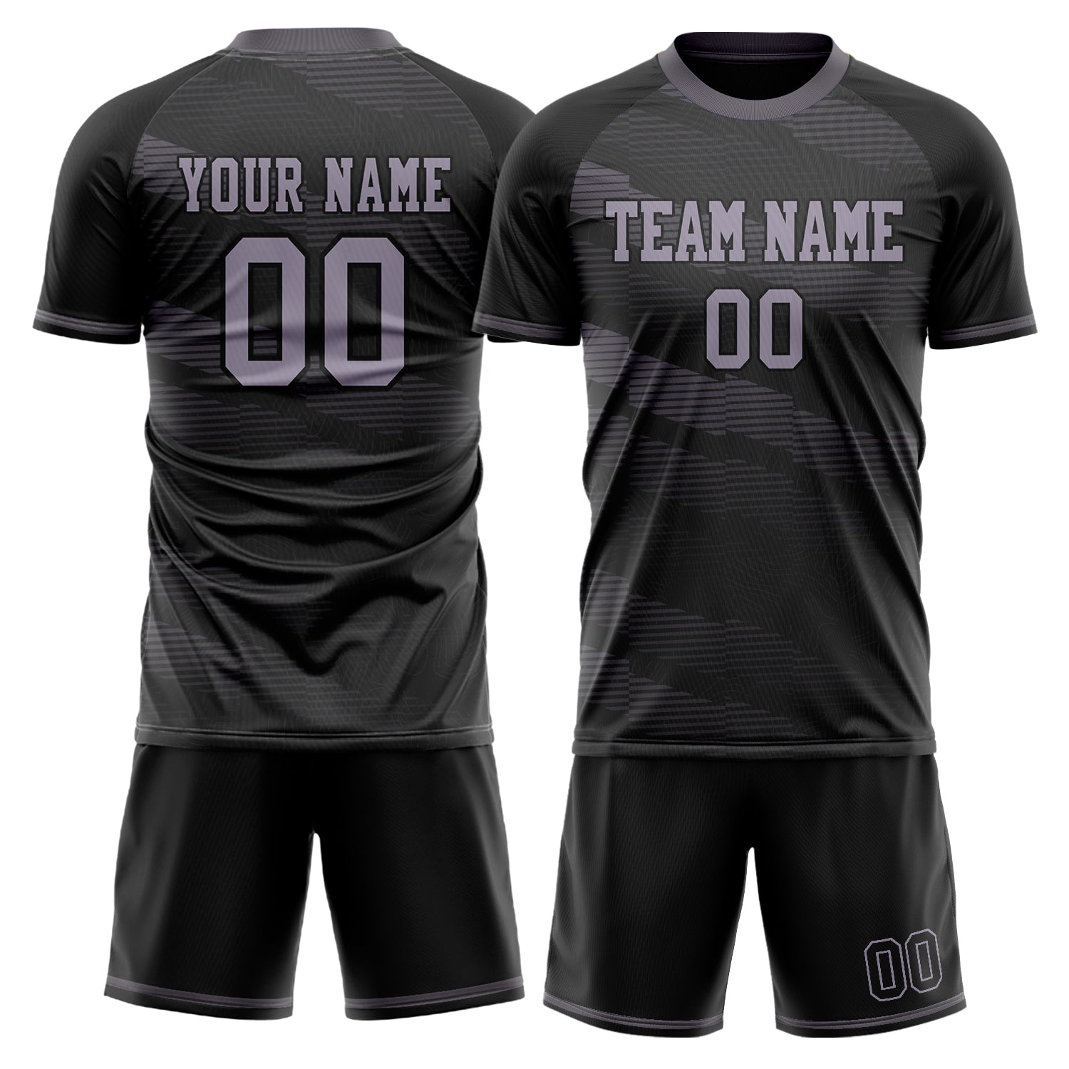 Custom Black Purple Pattern Soccer Jersey