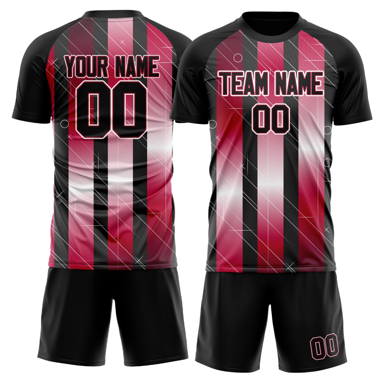 Custom Black Red Pattern Soccer Jersey