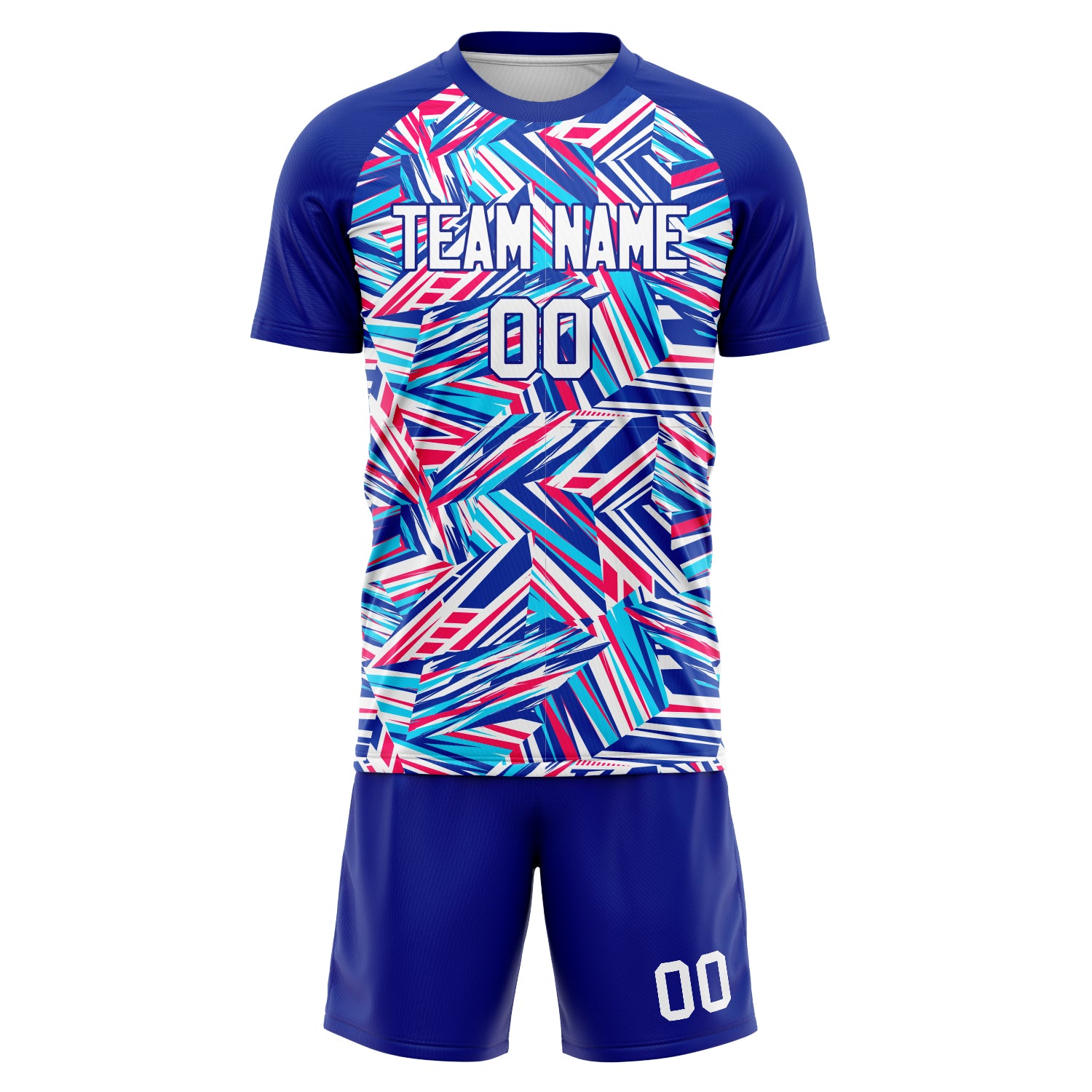 Custom Royal White Pattern Soccer Jersey