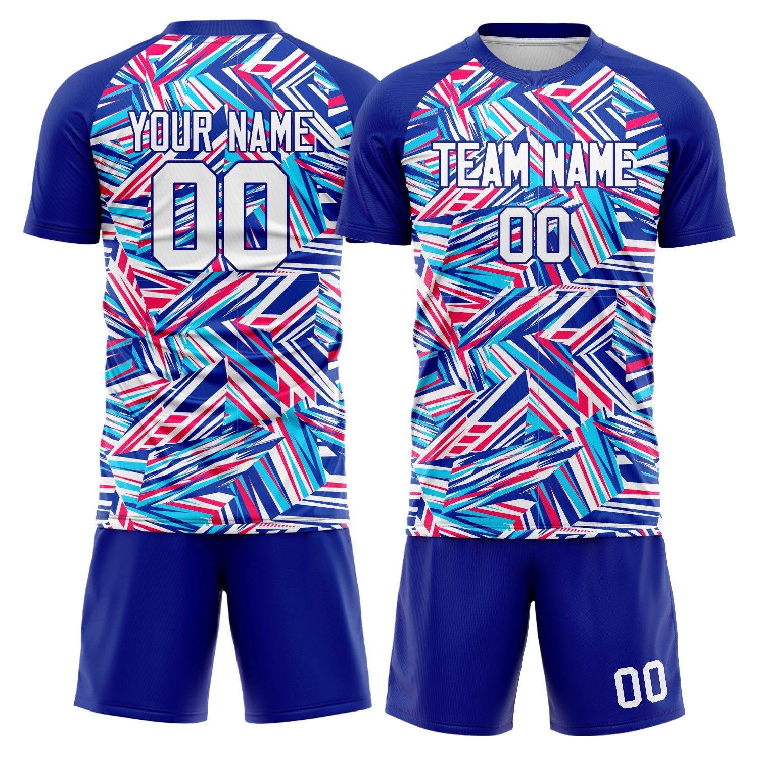 Custom Royal White Pattern Soccer Jersey
