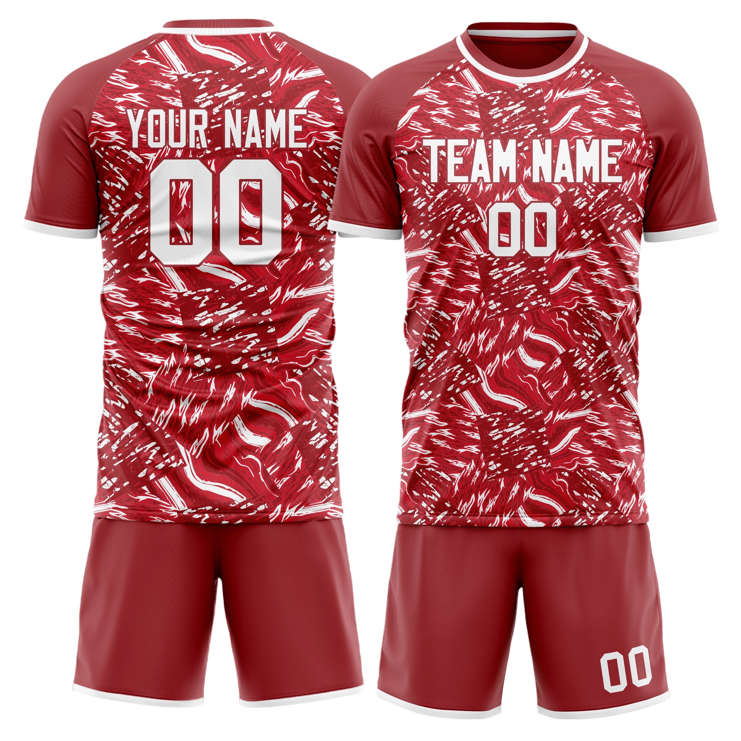 Custom Red White Pattern Soccer Jersey
