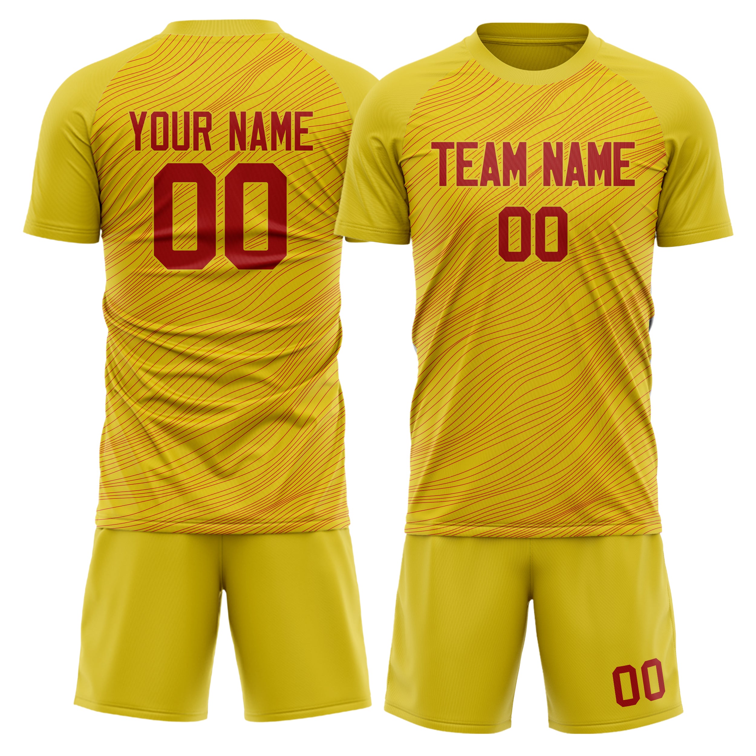 Custom Gold Red Pattern Soccer Jersey