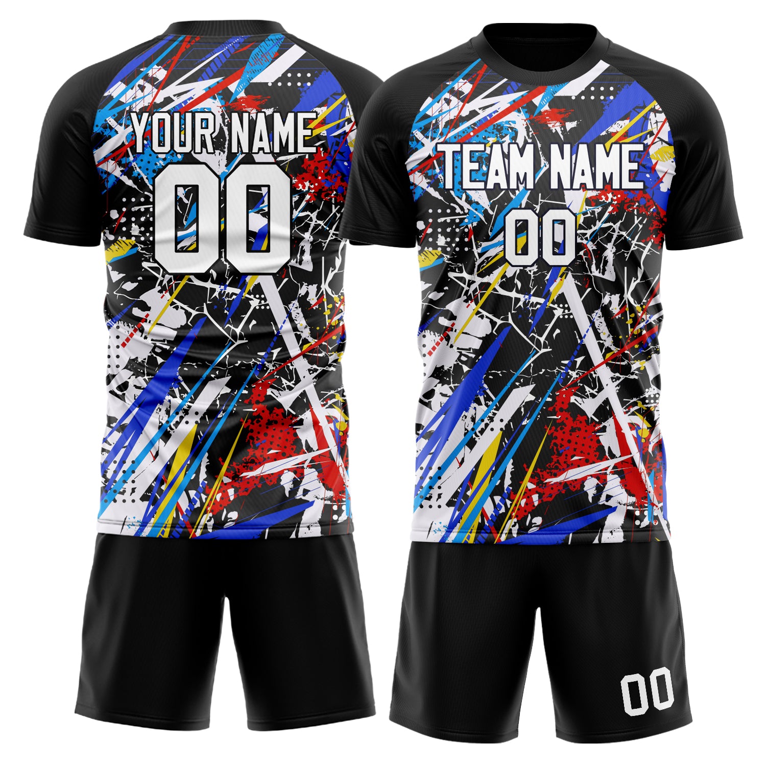 Custom Black White Pattern Soccer Jersey