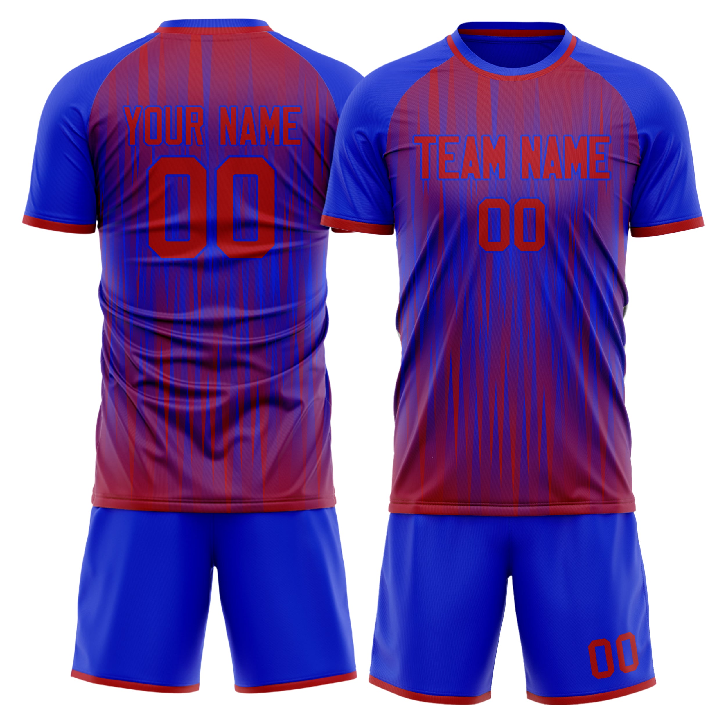 Custom Blue Red Pattern Soccer Jersey