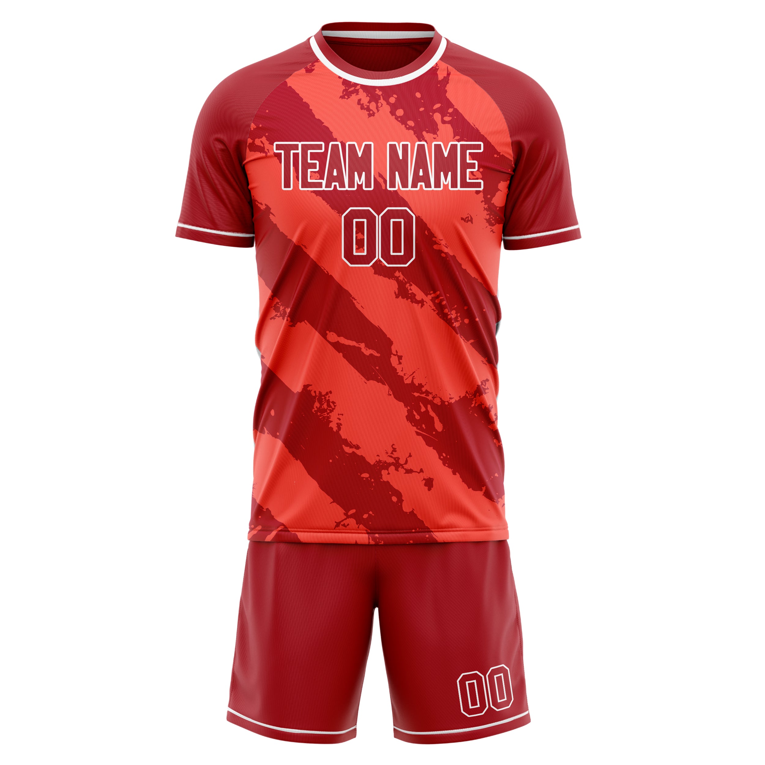Custom Red White Pattern Soccer Jersey