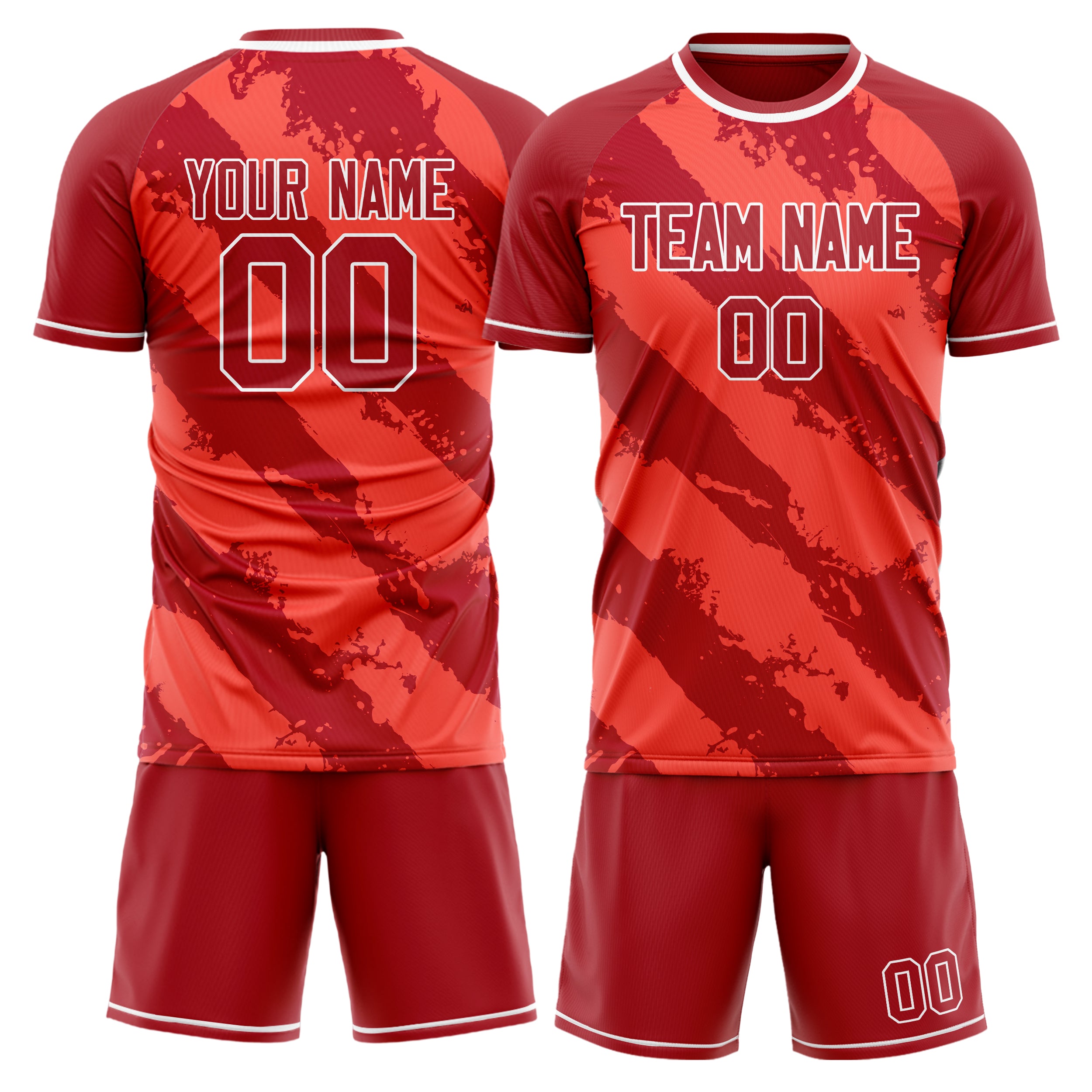 Custom Red White Pattern Soccer Jersey