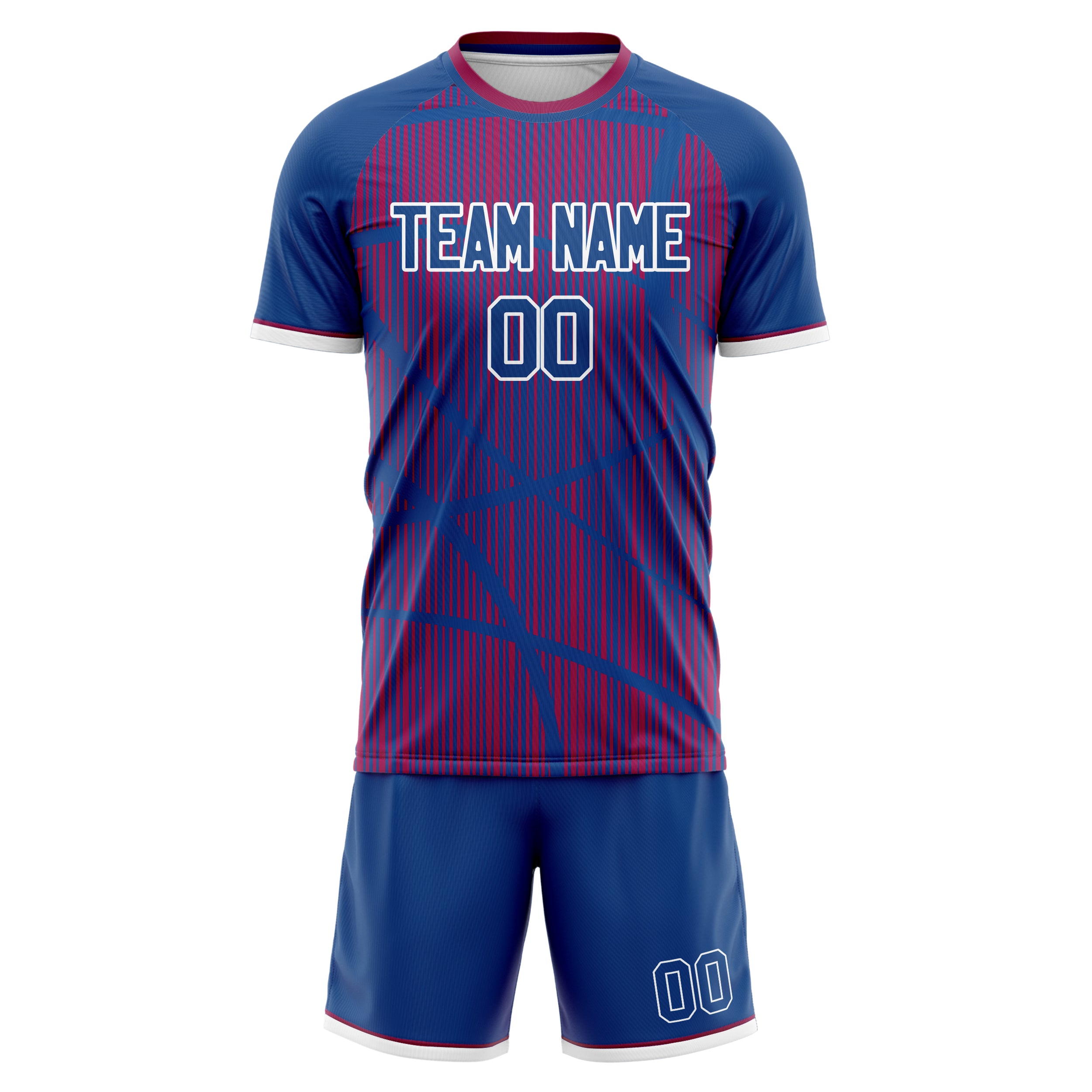Custom Navy Red Pattern Soccer Jersey