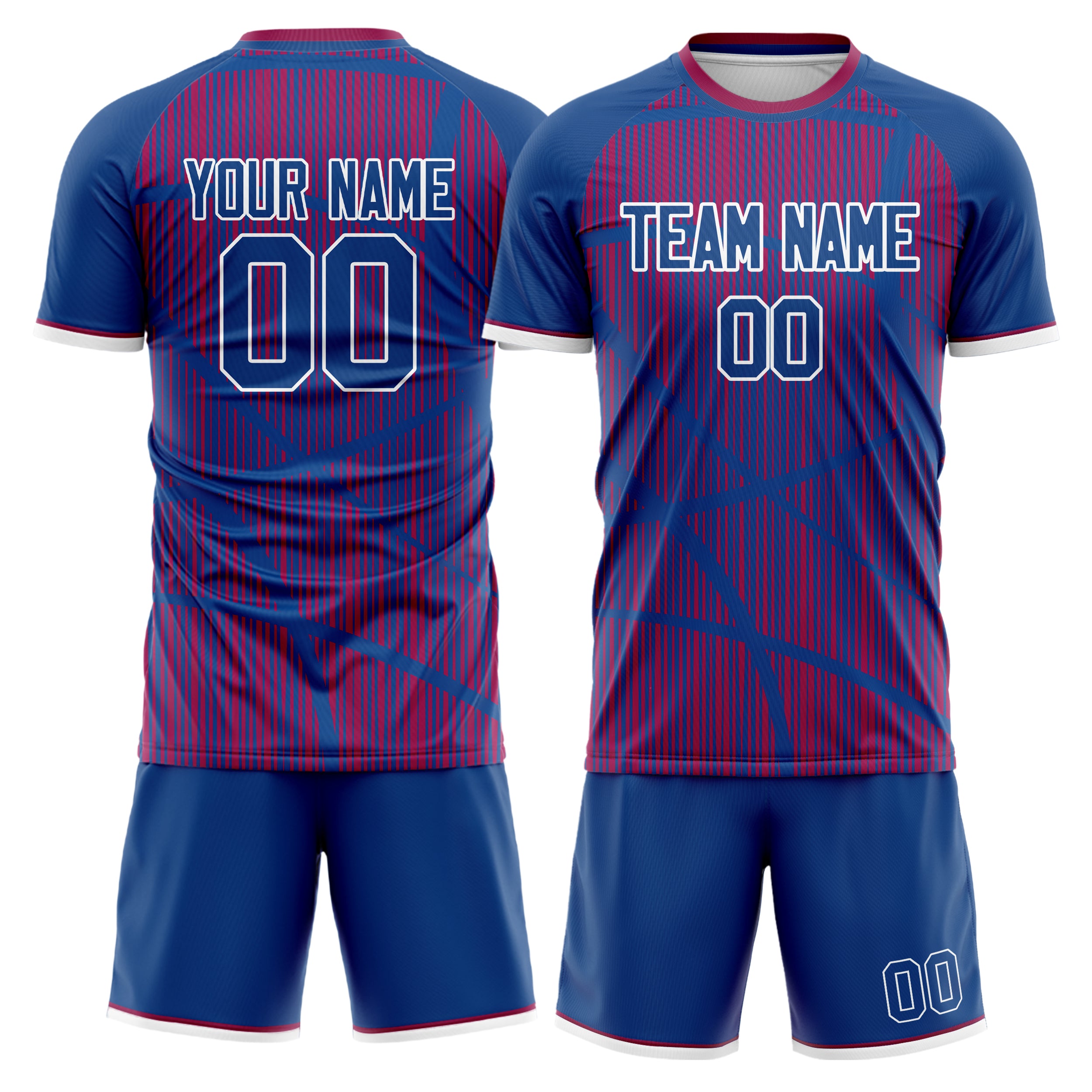 Custom Navy Red Pattern Soccer Jersey