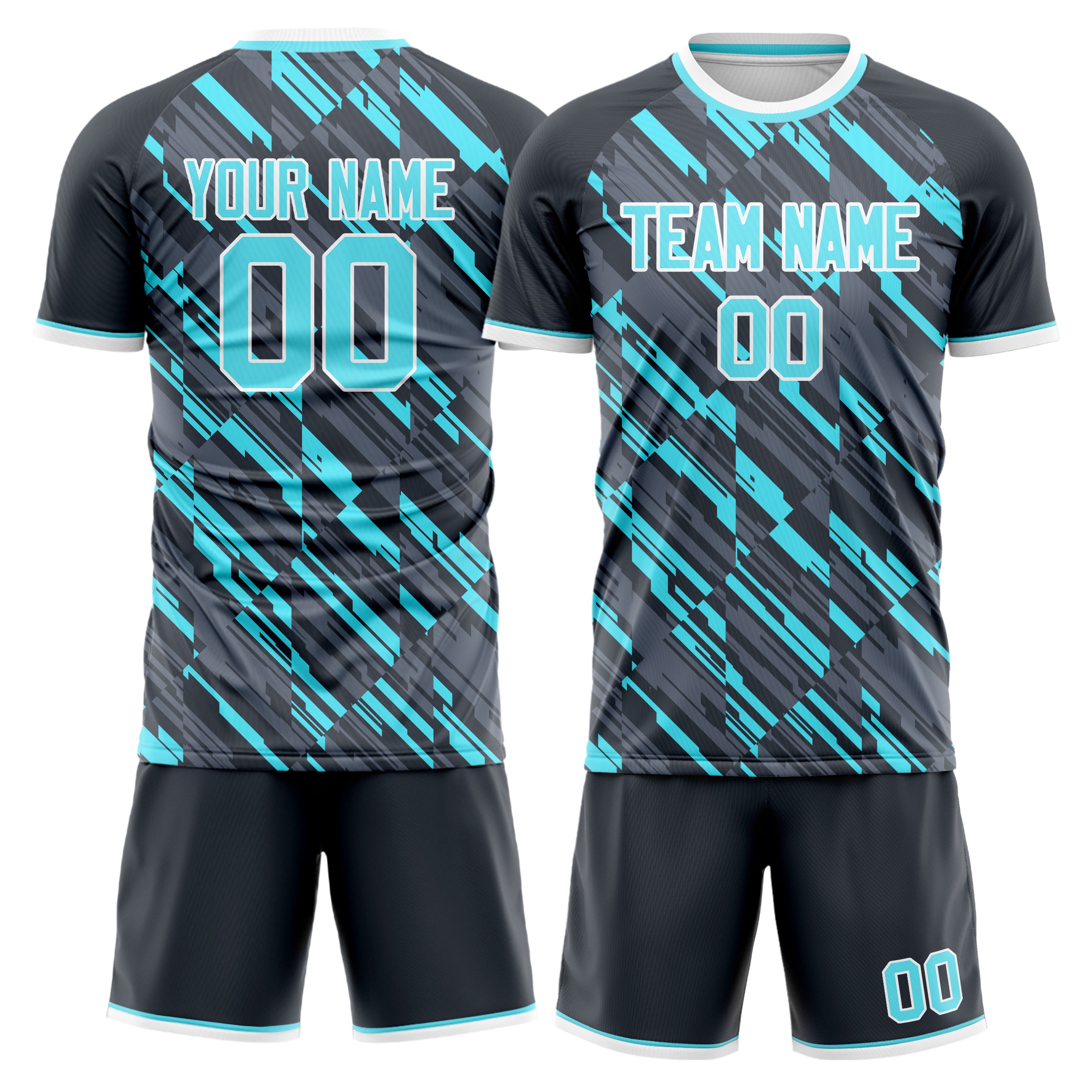 Custom Gray Light Blue Pattern Soccer Jersey