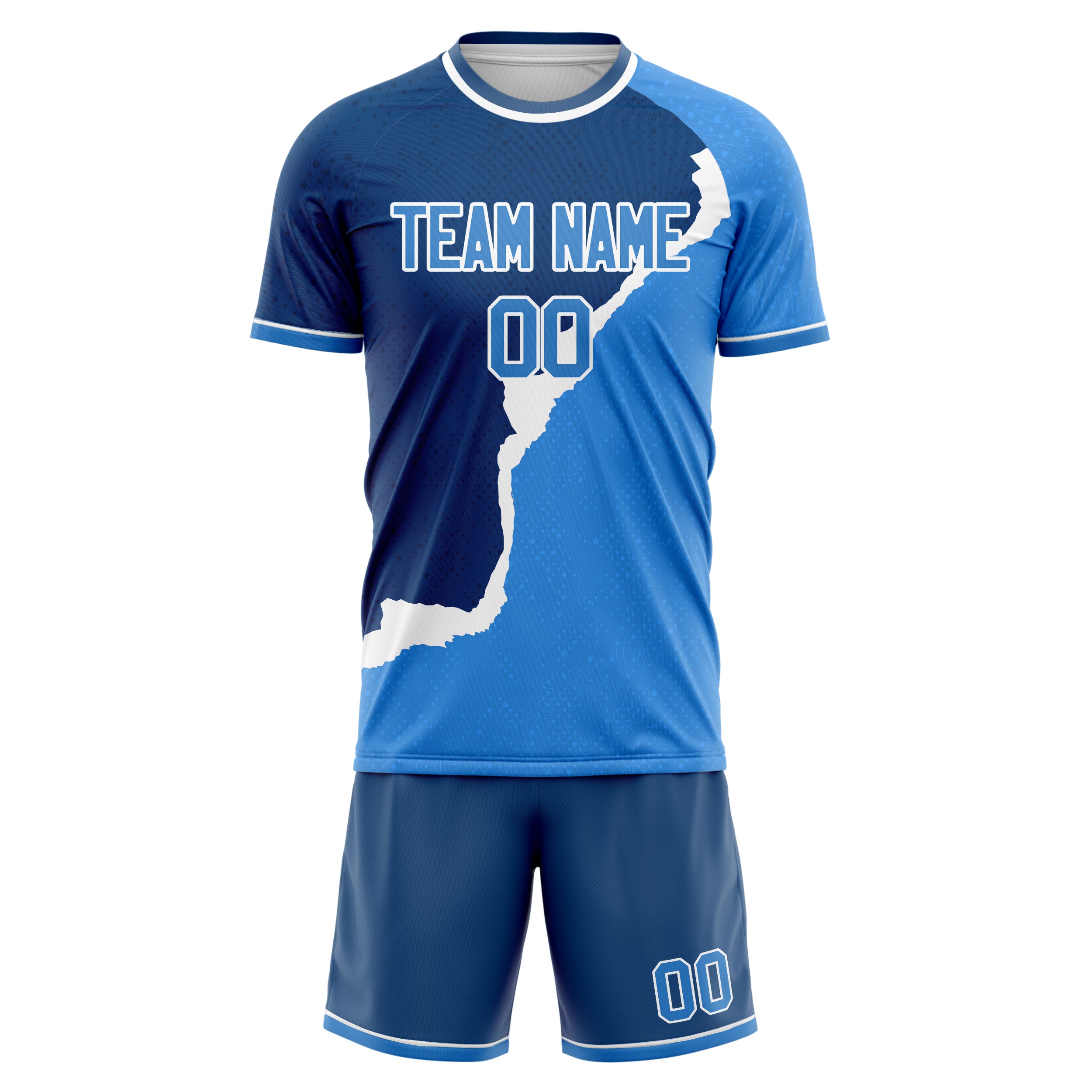 Custom Navy Blue Pattern Soccer Jersey