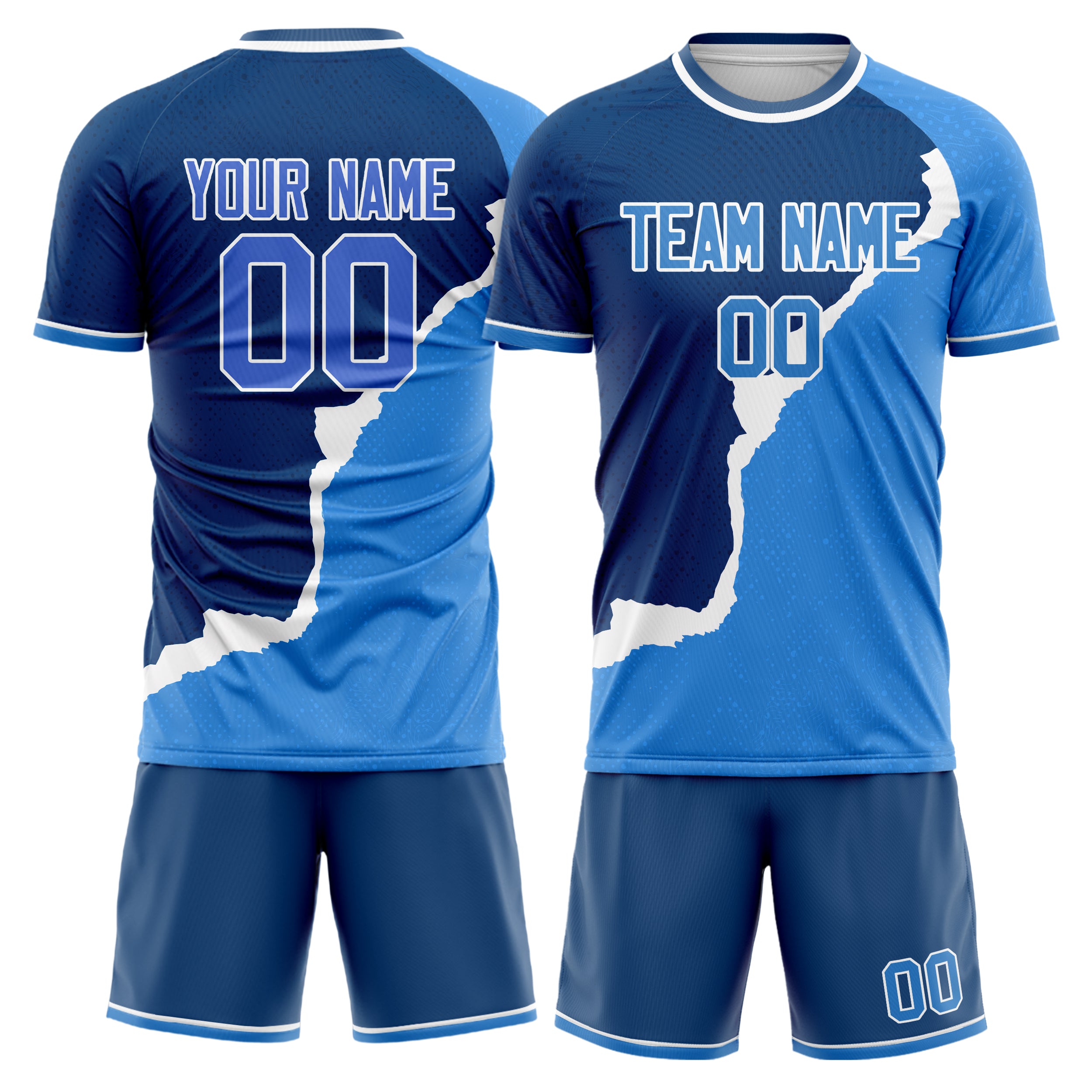 Custom Navy Blue Pattern Soccer Jersey