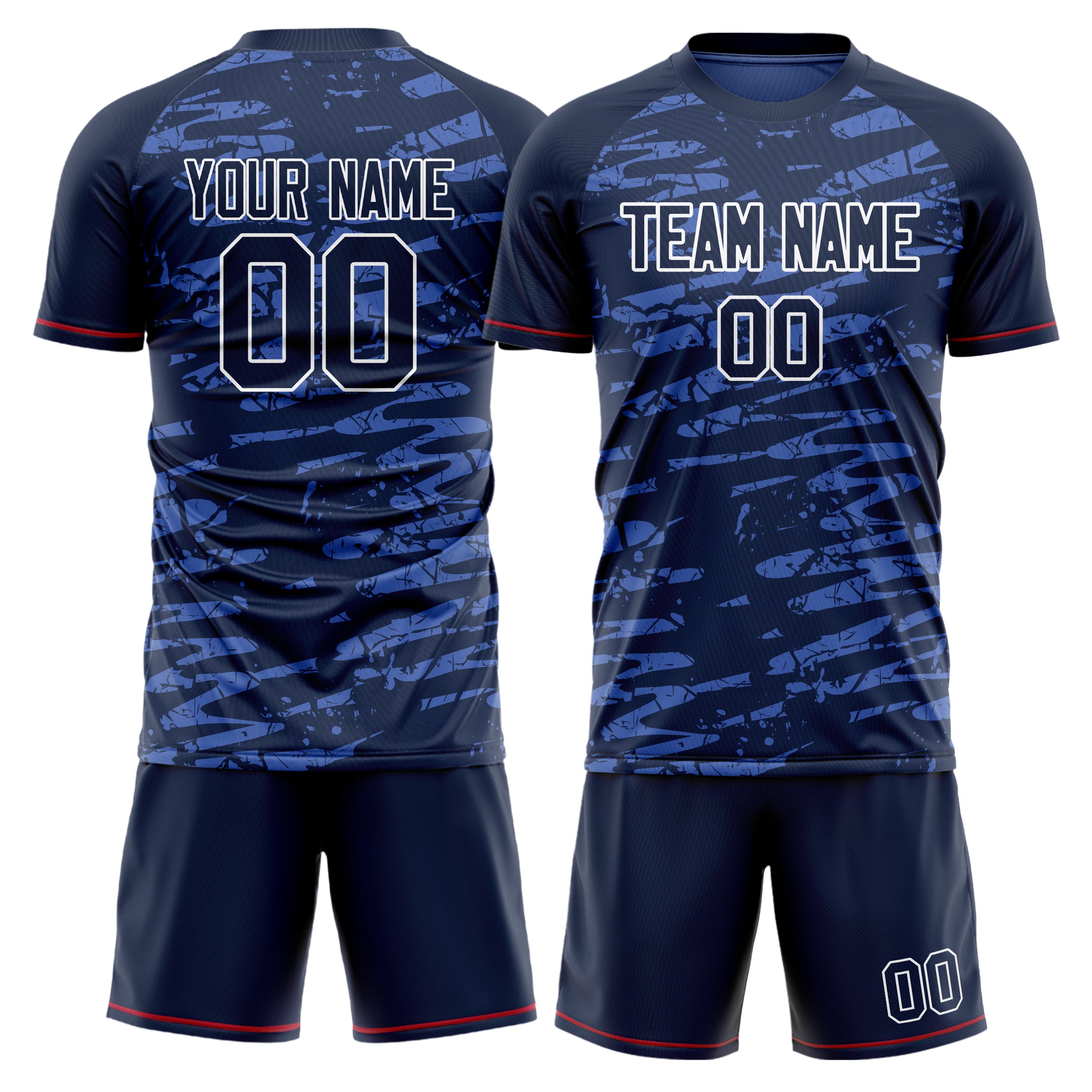 Custom Navy White Pattern Soccer Jersey