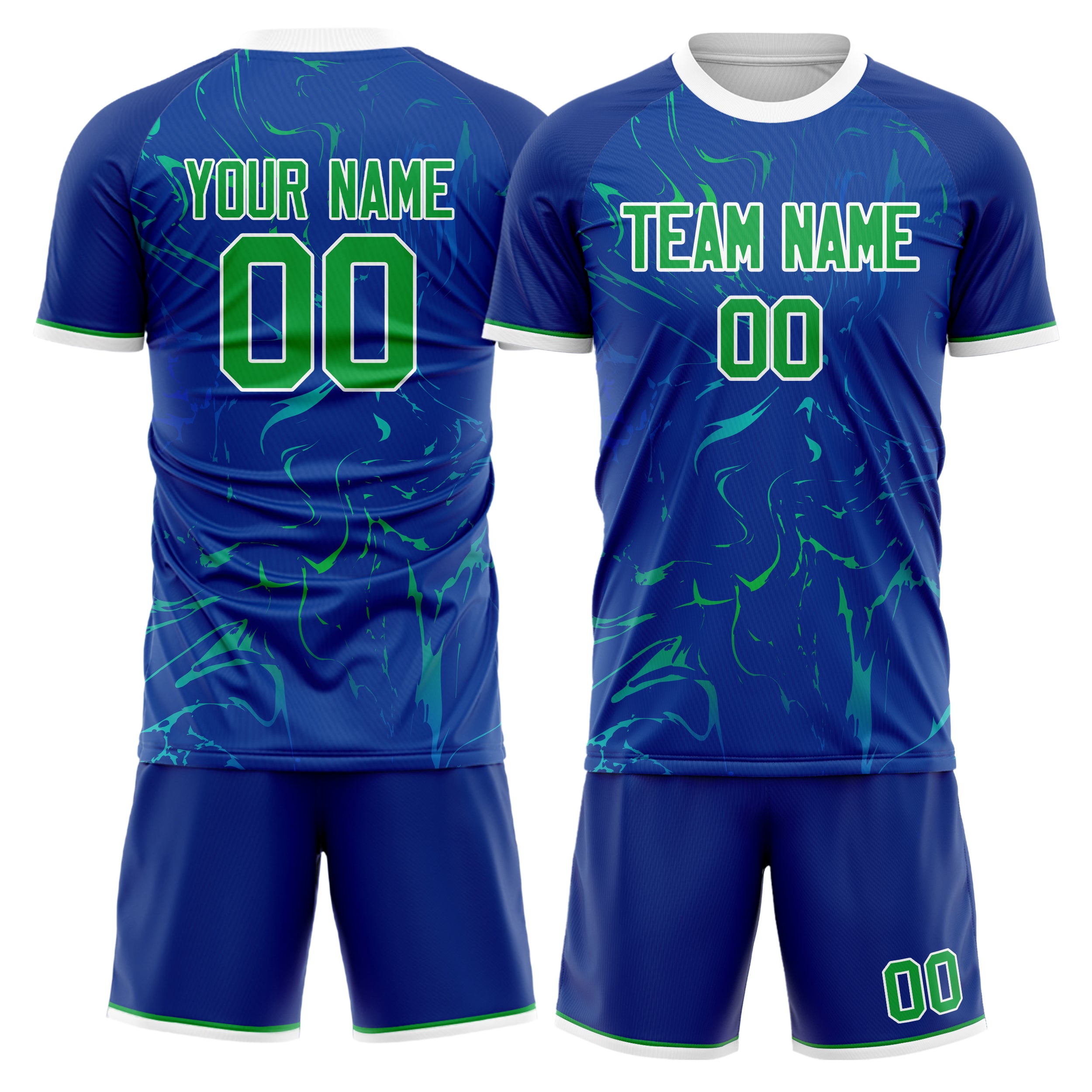 Custom Royal Kelly Green Pattern Soccer Jersey