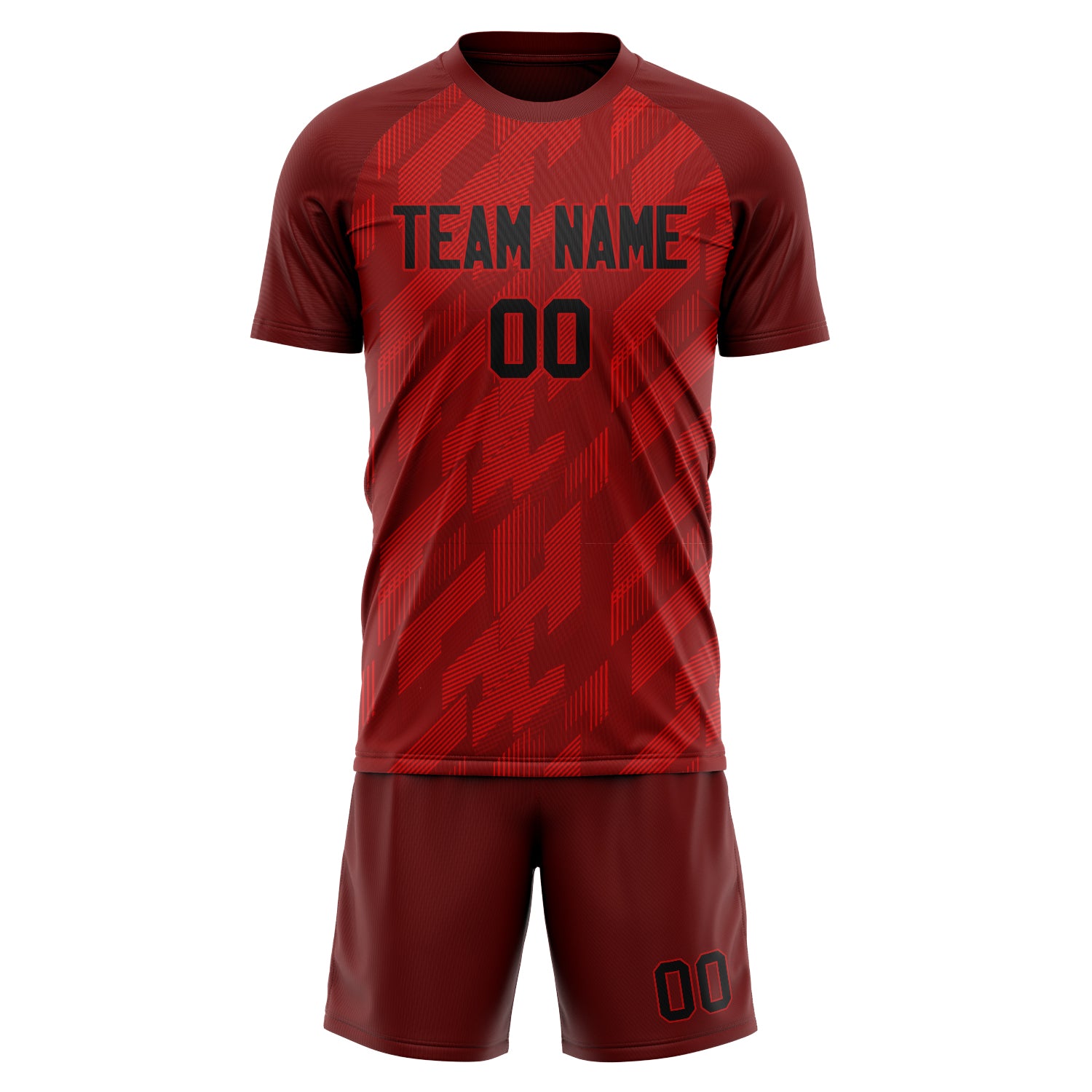 Custom Red Black Pattern Soccer Jersey