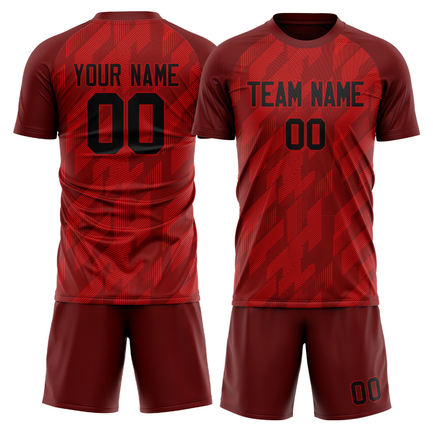 Custom Red Black Pattern Soccer Jersey