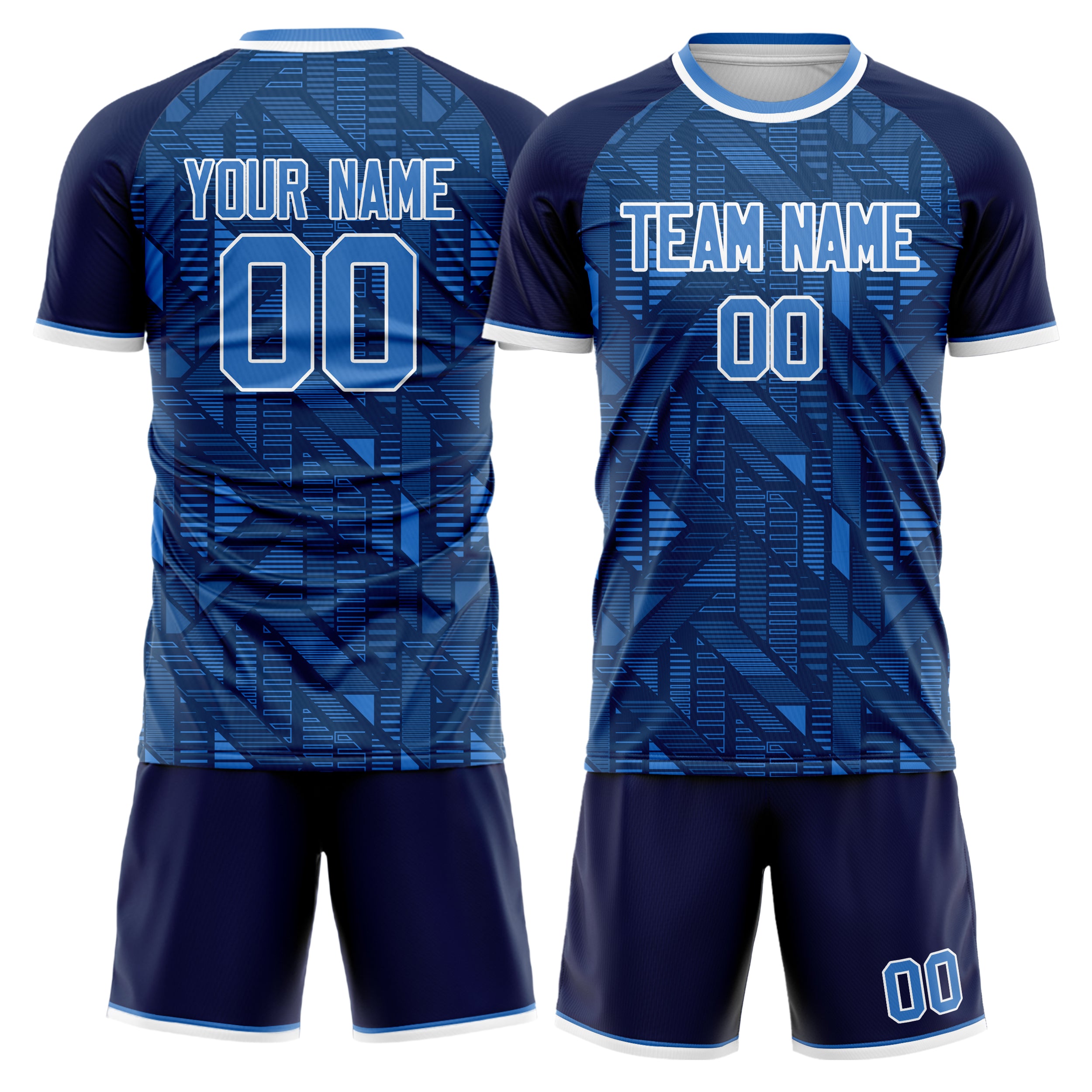 Custom Navy White Pattern Soccer Jersey