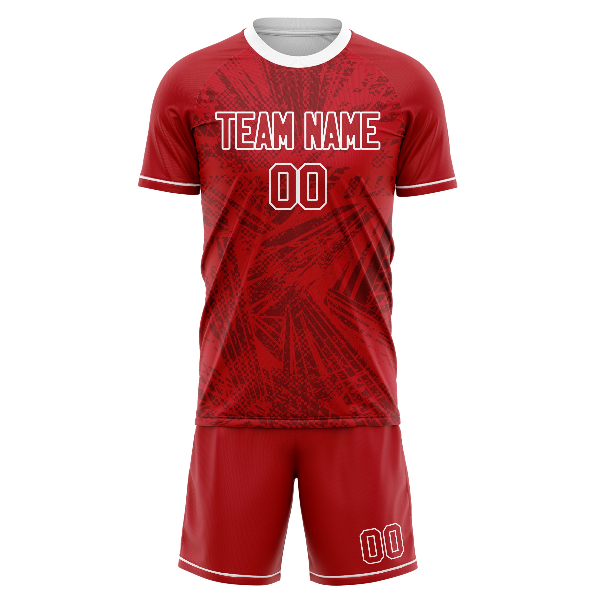 Custom Red White Pattern Soccer Jersey