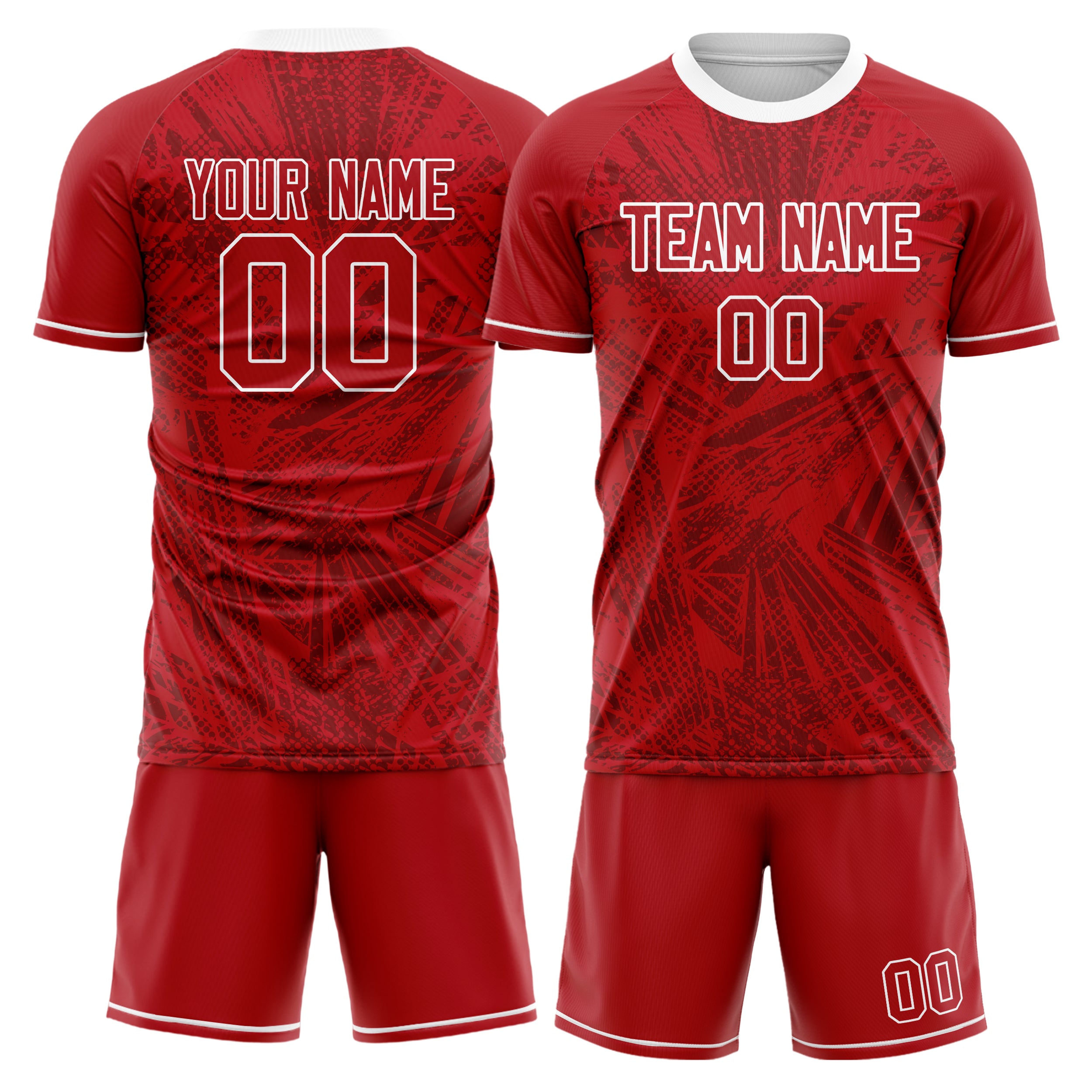 Custom Red White Pattern Soccer Jersey