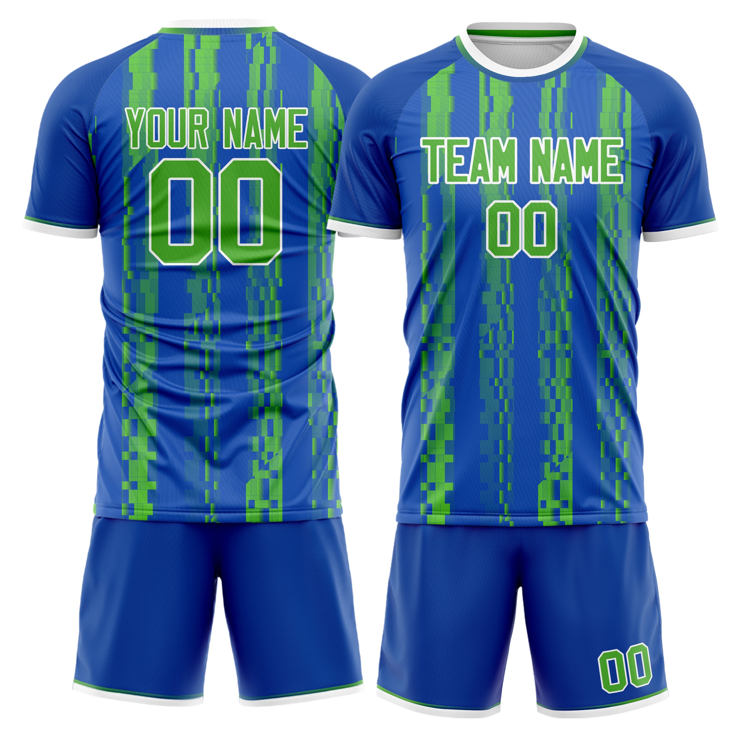 Custom Royal Neon Green Pattern Soccer Jersey