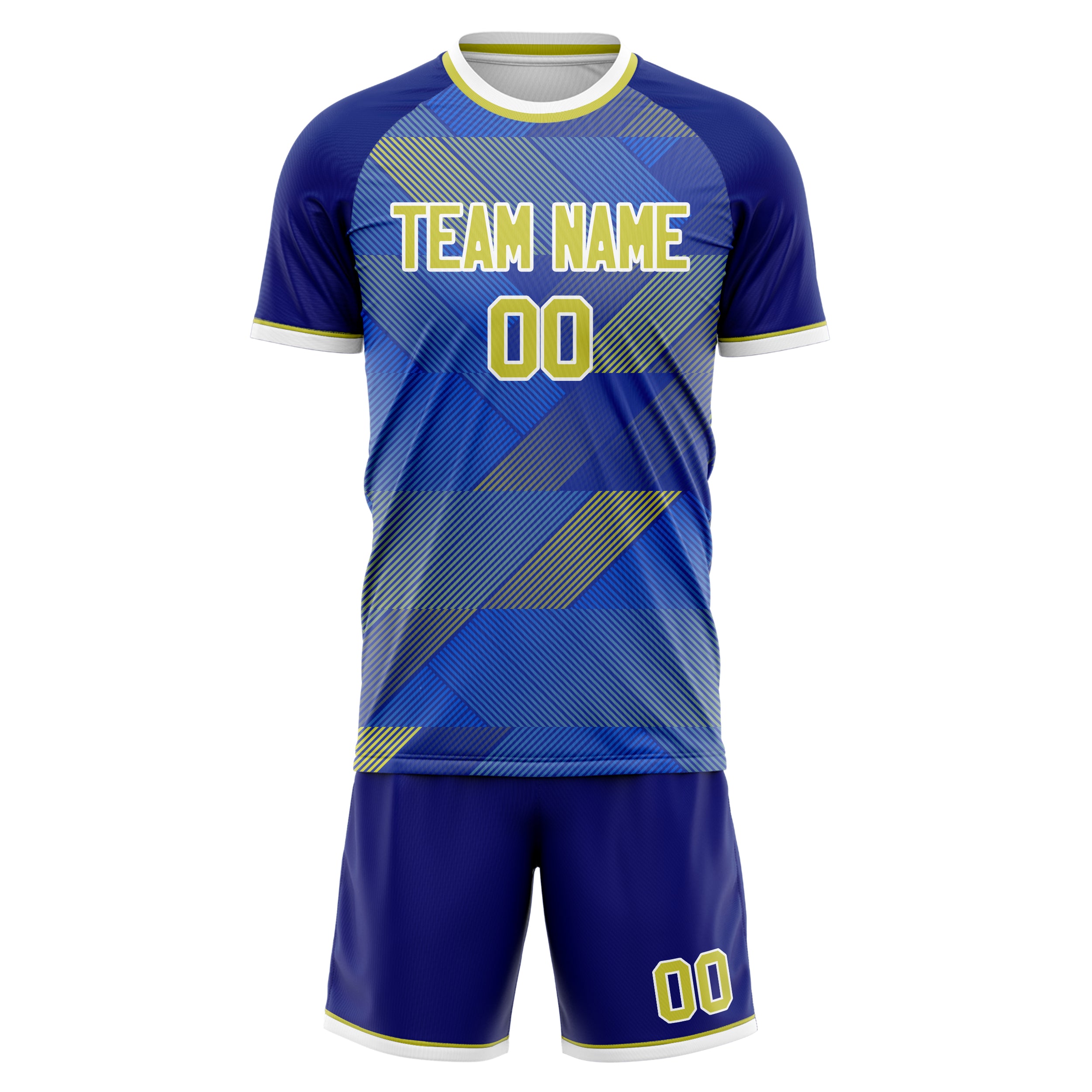 Custom Royal Yellow Pattern Soccer Jersey