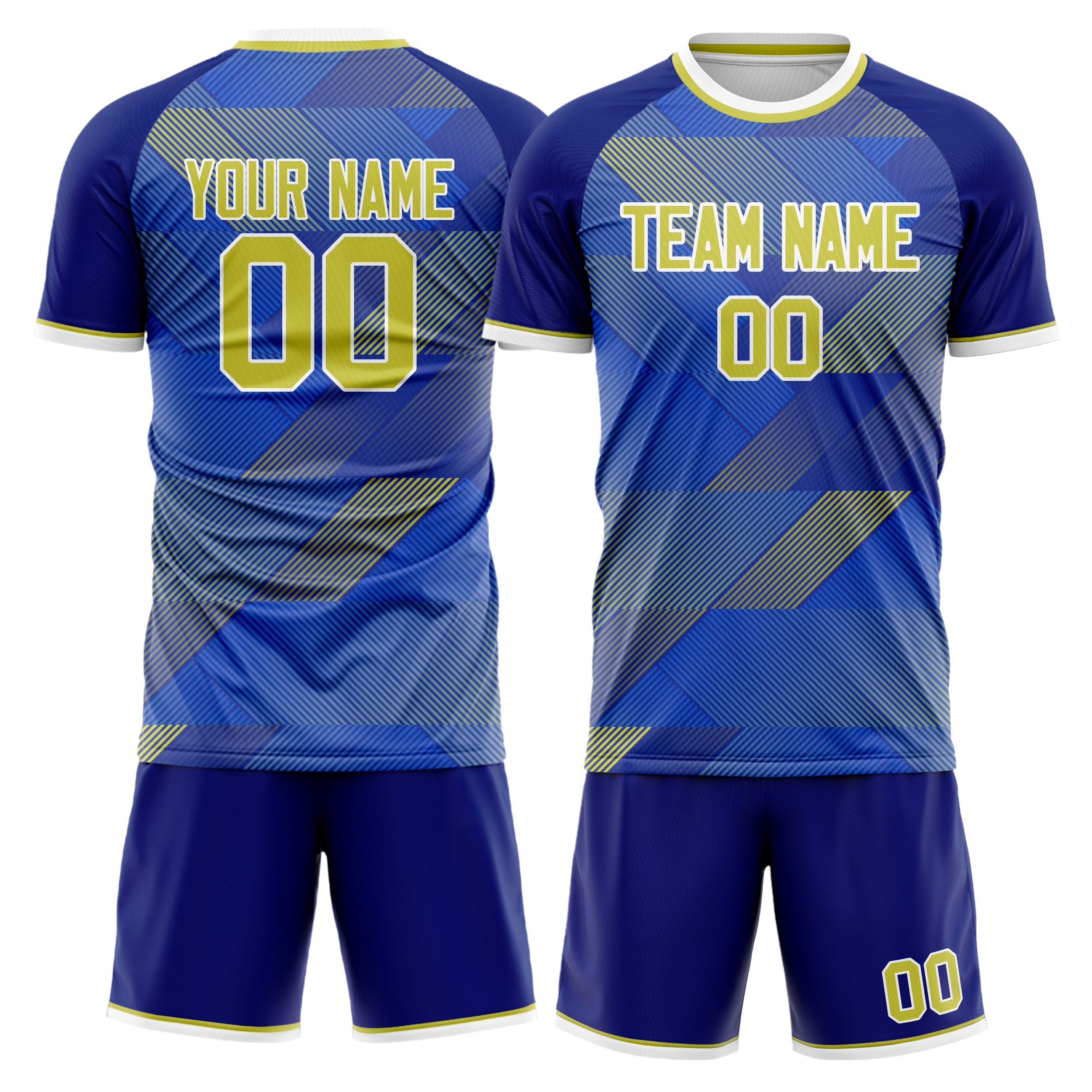 Custom Royal Yellow Pattern Soccer Jersey