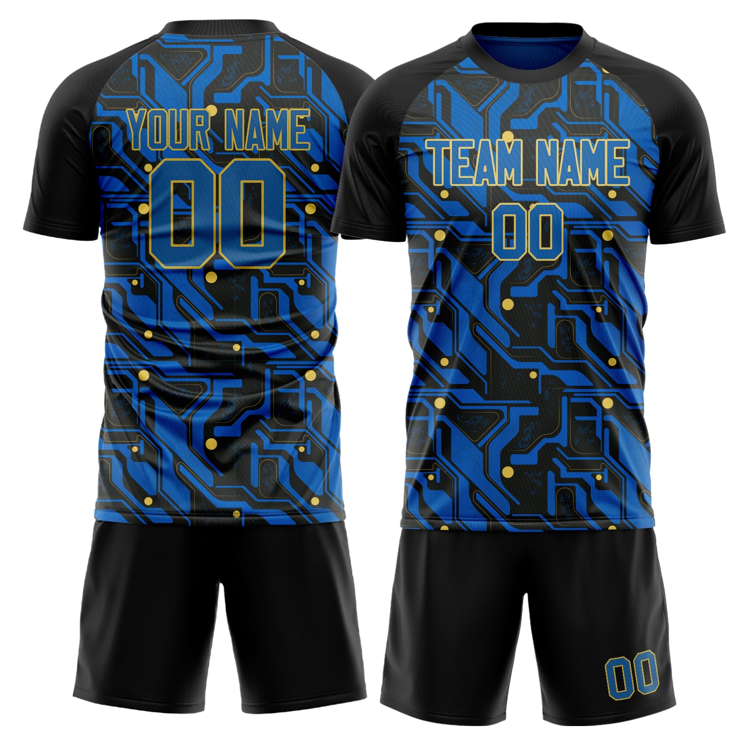 Custom Royal Black Pattern Soccer Jersey