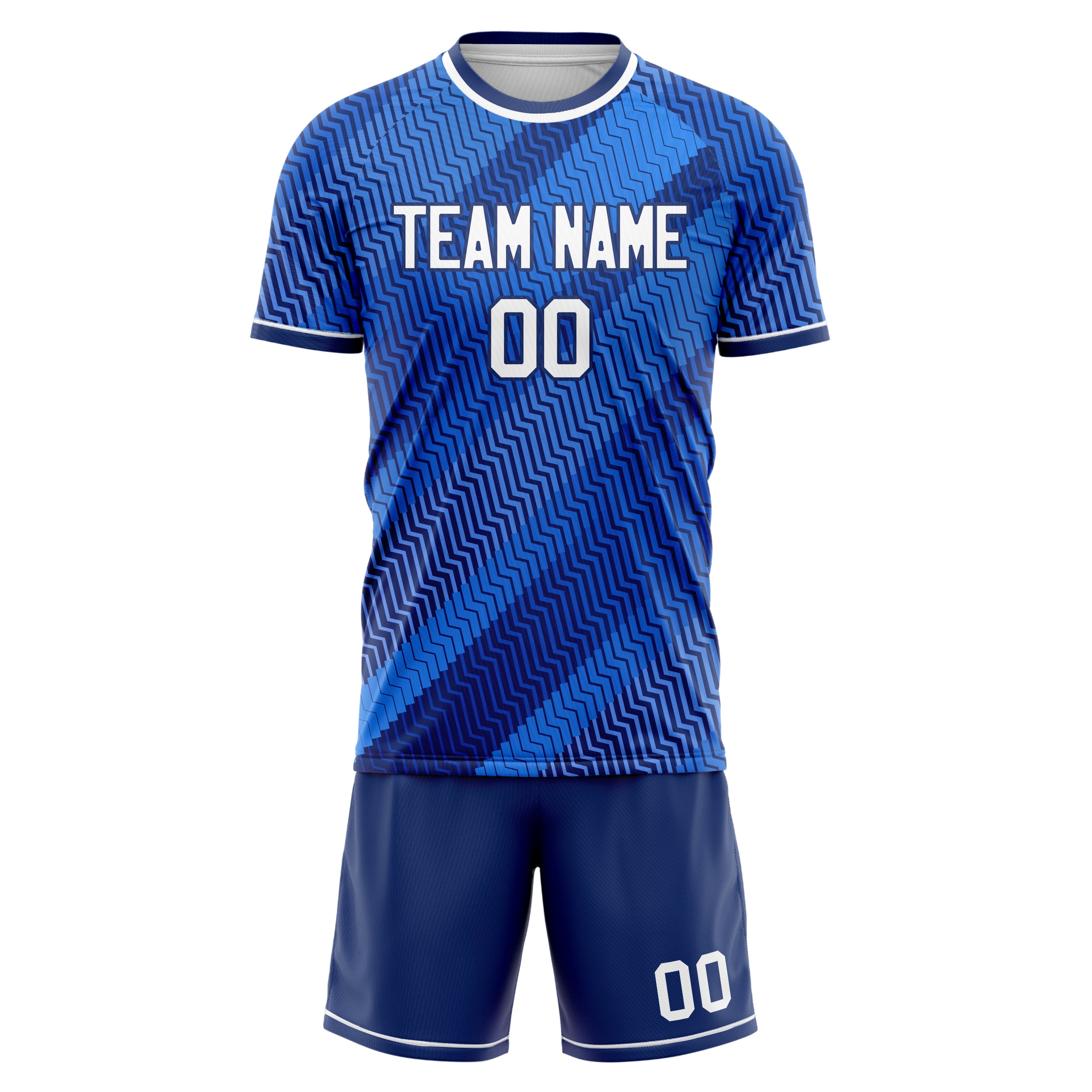 Custom Blue White Pattern Soccer Jersey
