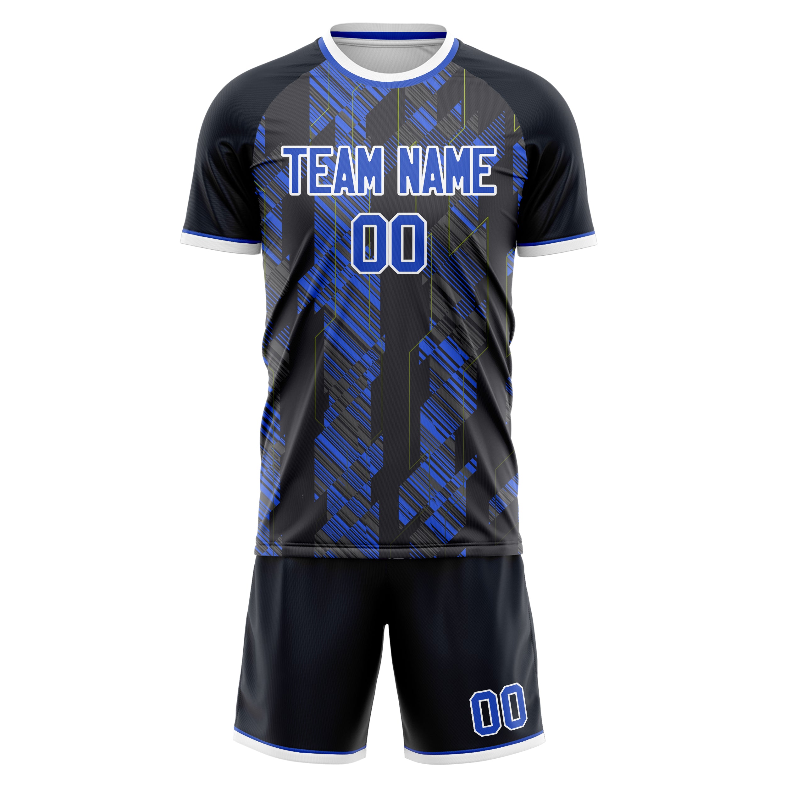 Custom Black Royal Pattern Soccer Jersey
