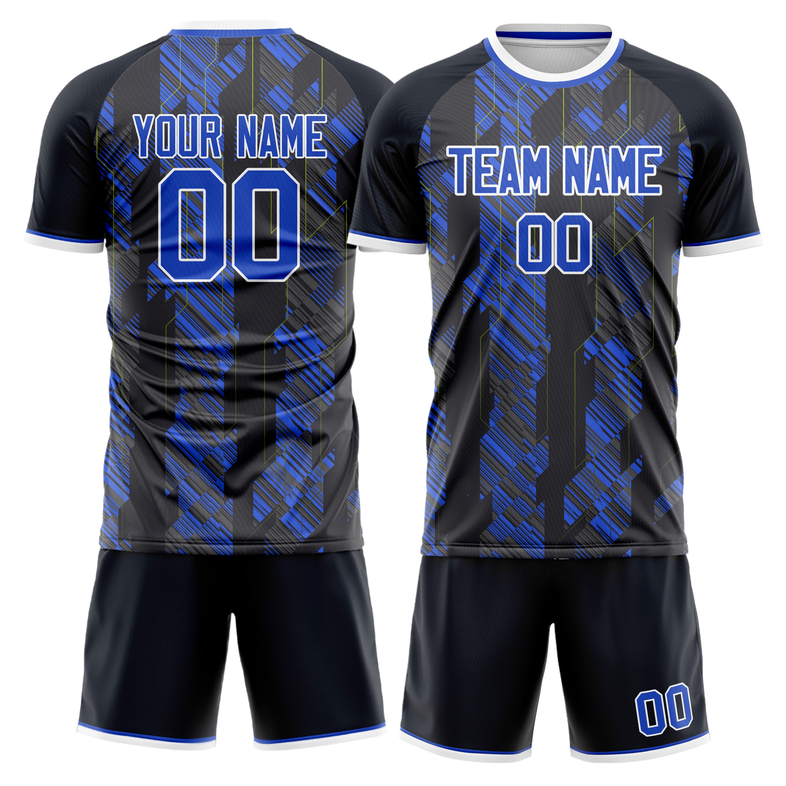 Custom Black Royal Pattern Soccer Jersey