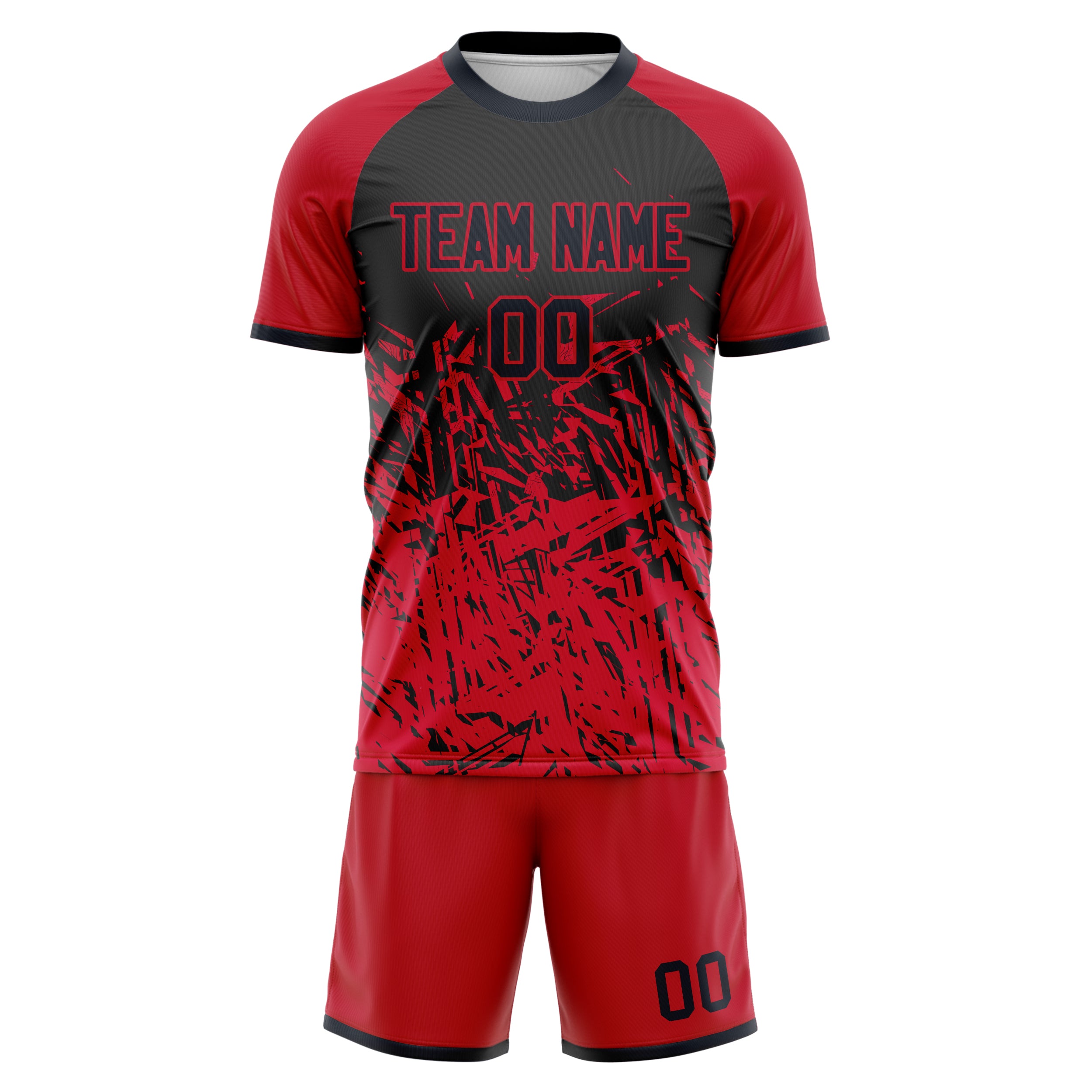 Custom Red Black Pattern Soccer Jersey
