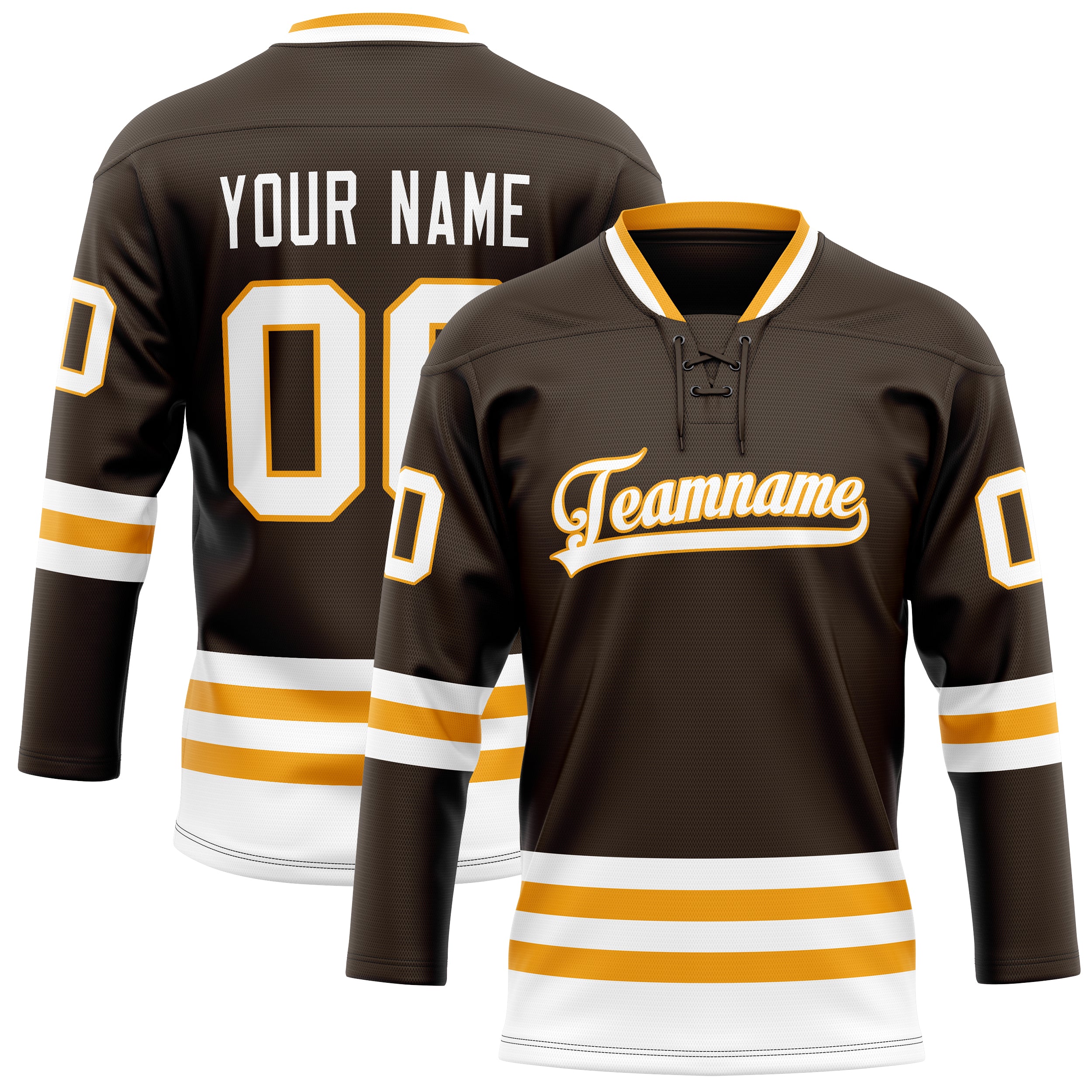 Custom Brown White Solid Colour Hockey Jersey