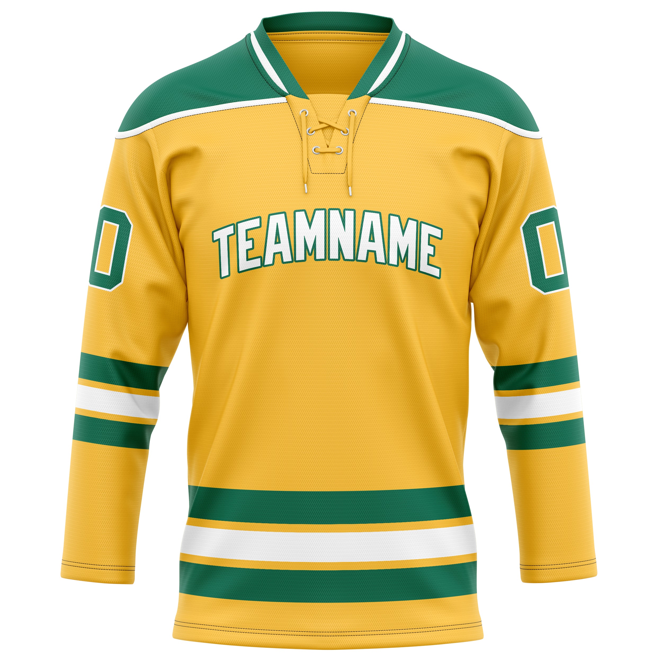 Custom Gold Kelly Green Solid Colour Hockey Jersey
