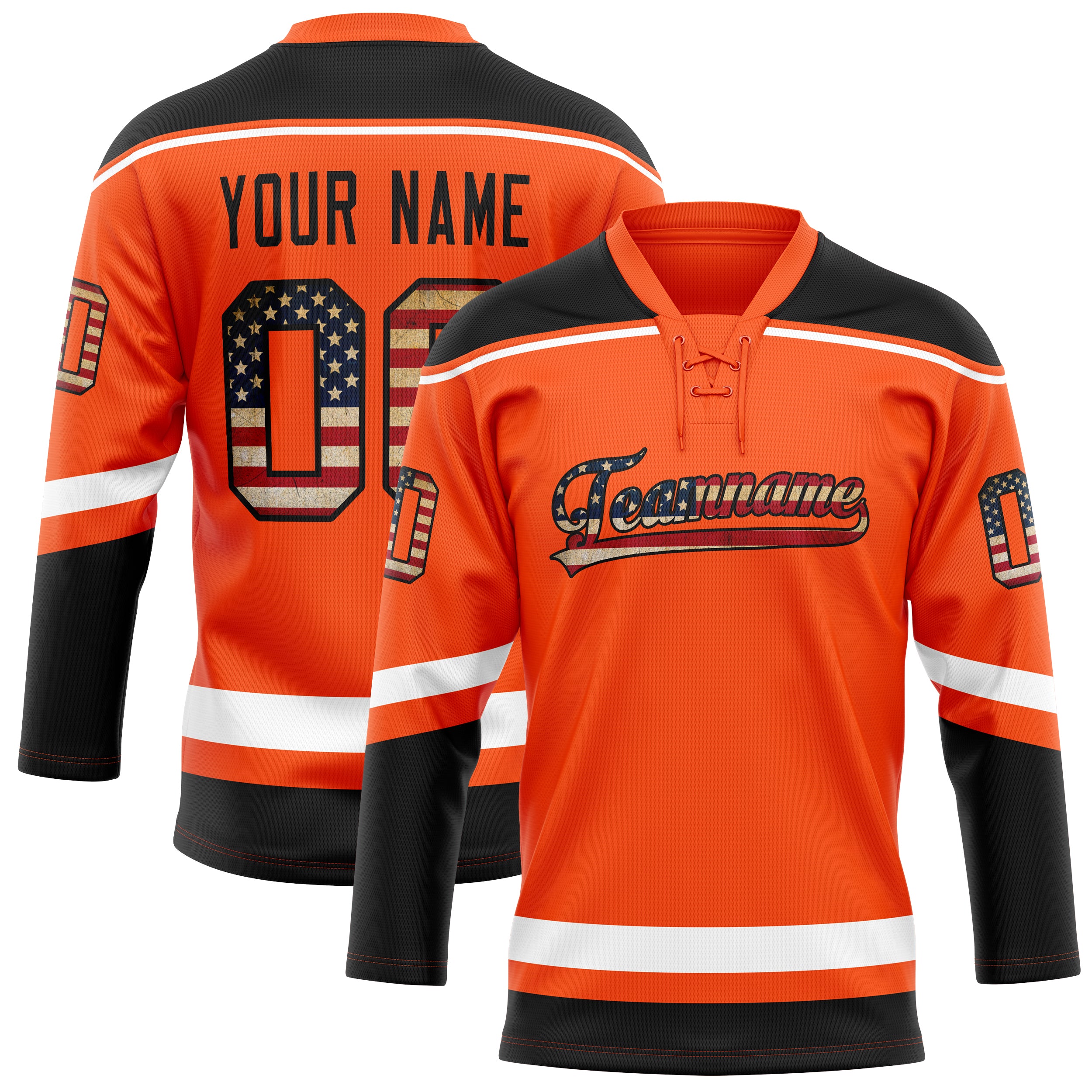 Custom Orange Black Solid Colour Hockey Jersey