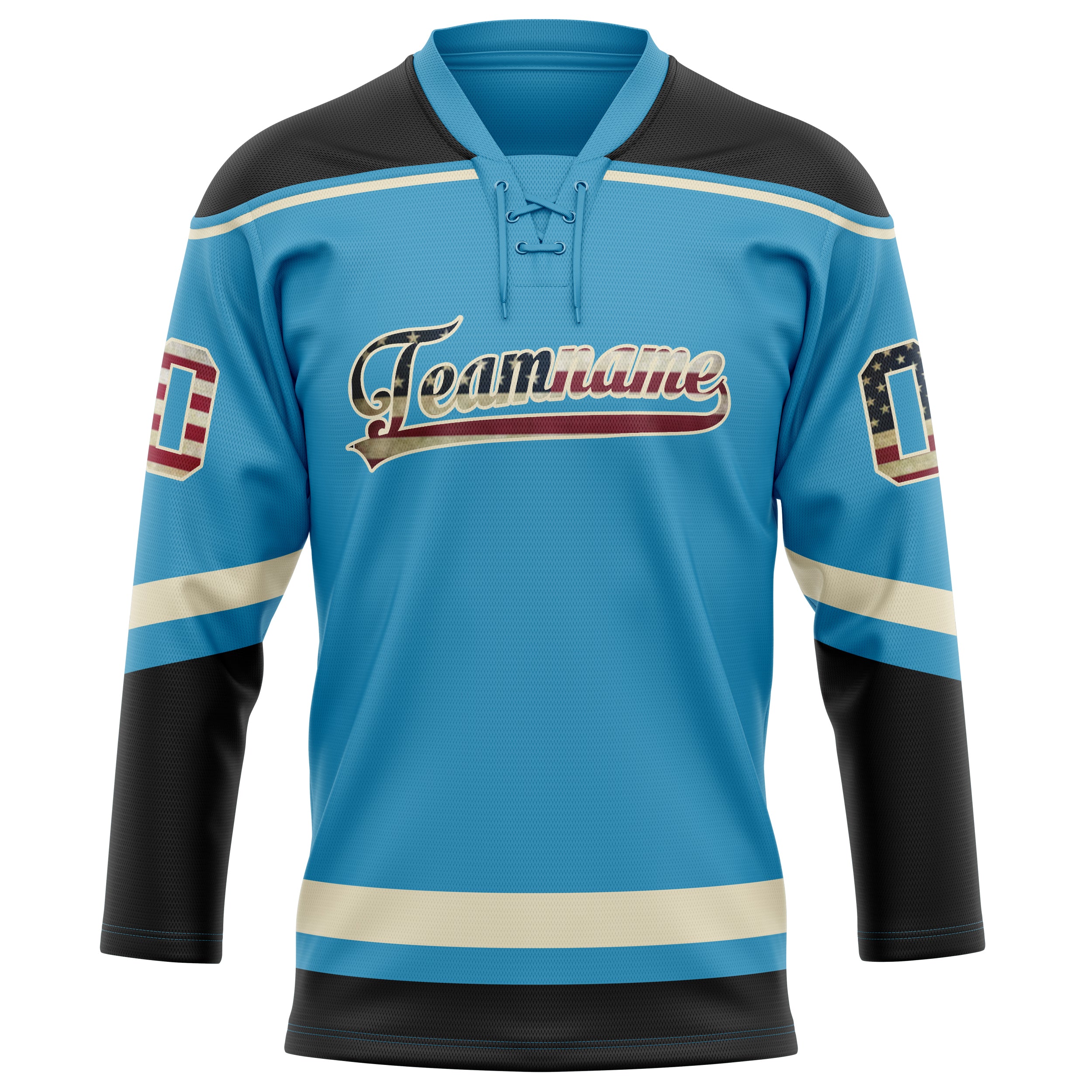 Custom Panther Blue Black Solid Colour Hockey Jersey