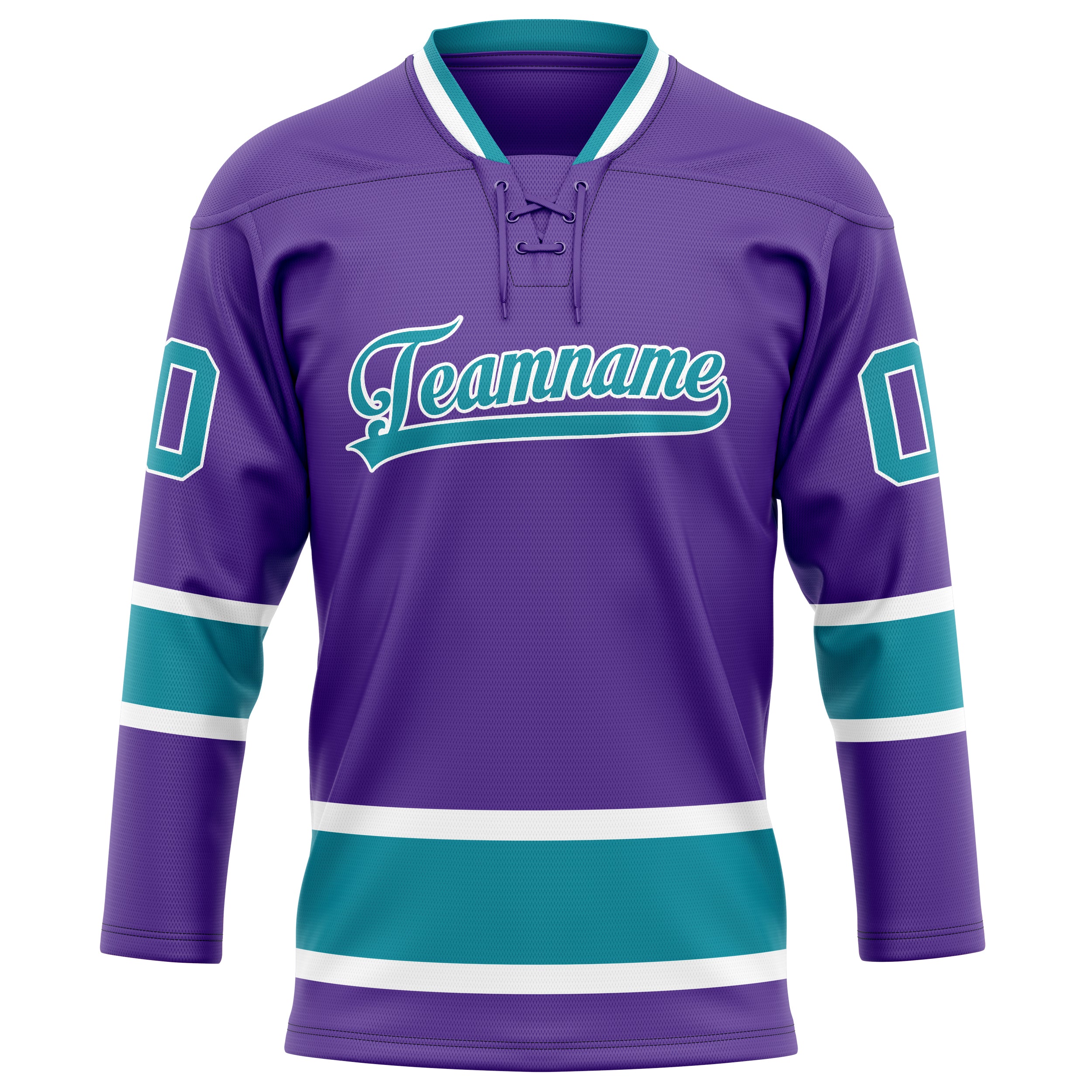Custom Purple Teal Solid Colour Hockey Jersey